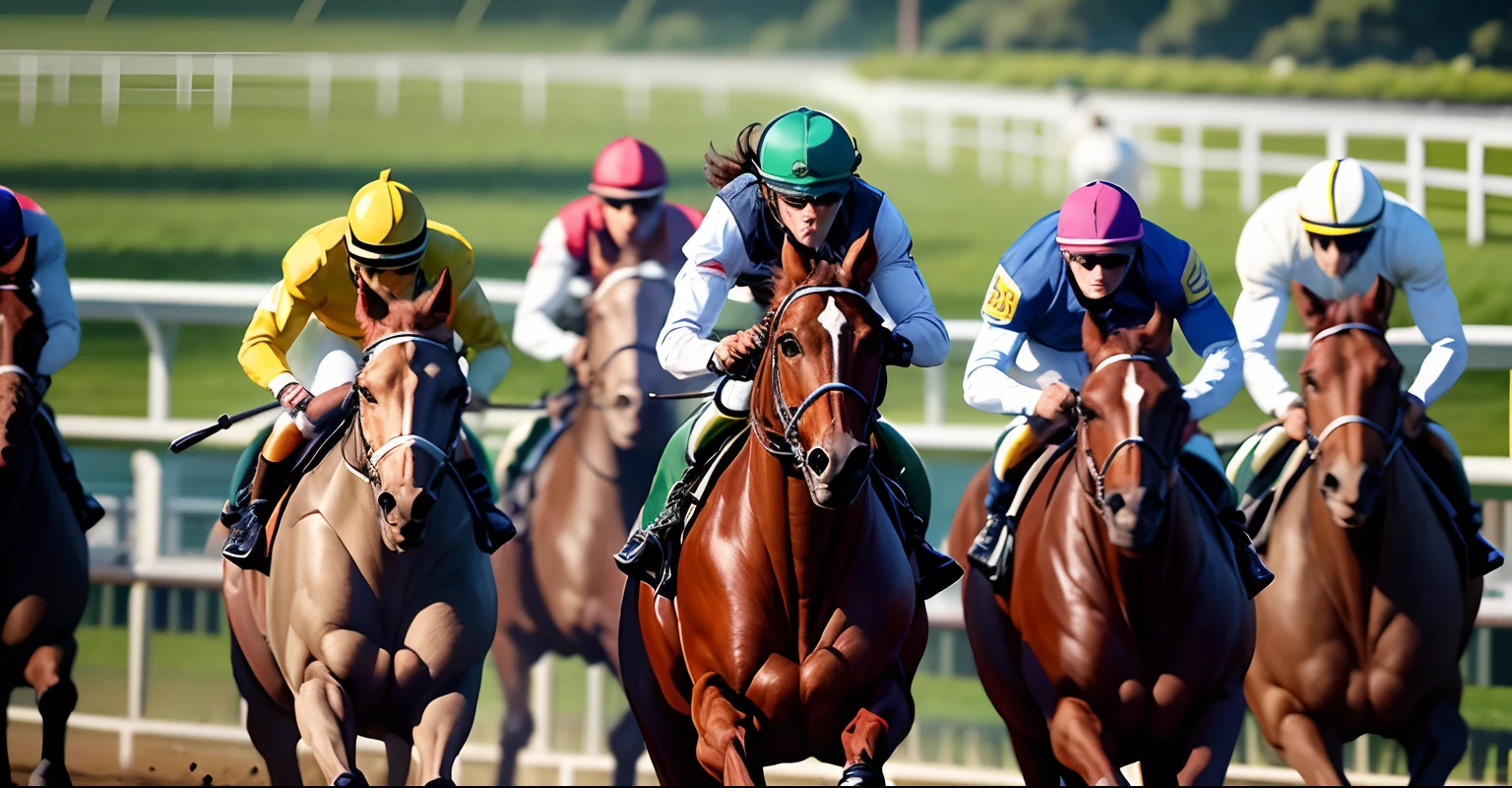 masterpiece, best quality, ultra detailed, horse racing, horse