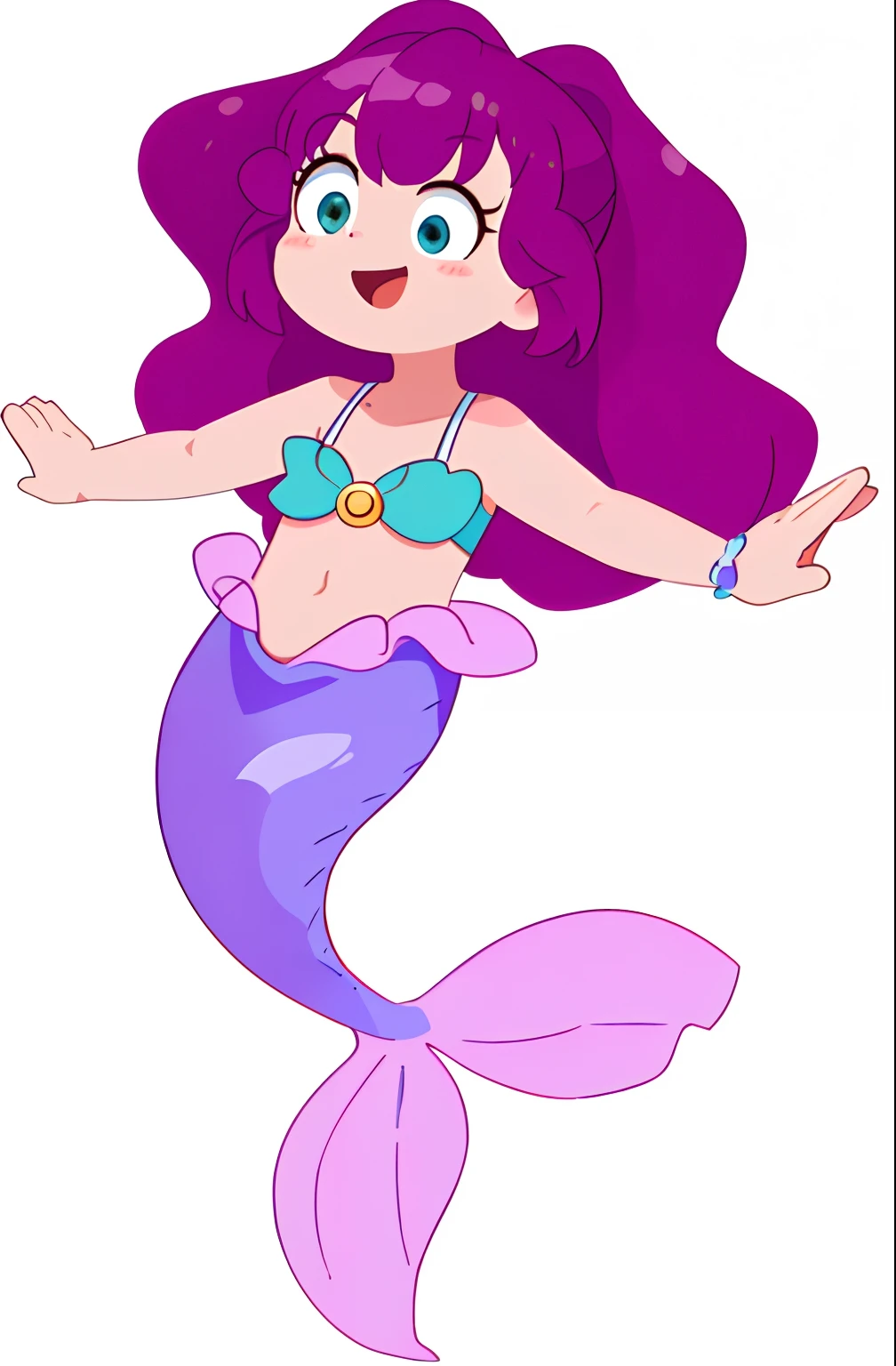 Masterpiece,High quality,Best quality,Cute mermaid,character design,Full body photo,Different angles(frontage,1/2 sides,3/4 sides)and expressions(having fun,astonishment,exhilarated,Sell moe),differentemotions,multiple postures and expressions,Cartoony,Flat style,illustration,8K