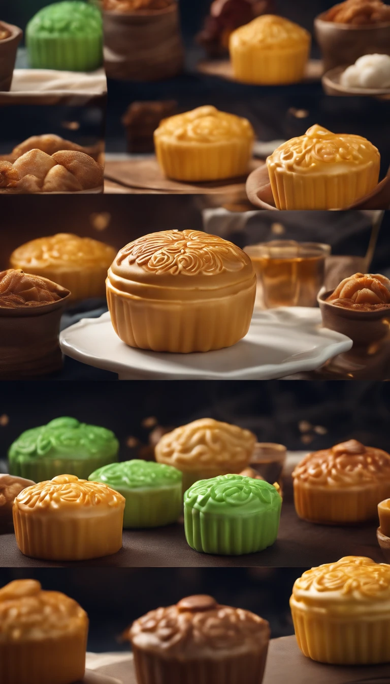 Commercial shooting, Dessert, Mooncake size, poster for, Fresh style background, elegant, Booth lighting, Attractive, photorealistic colors, Ultra HD
