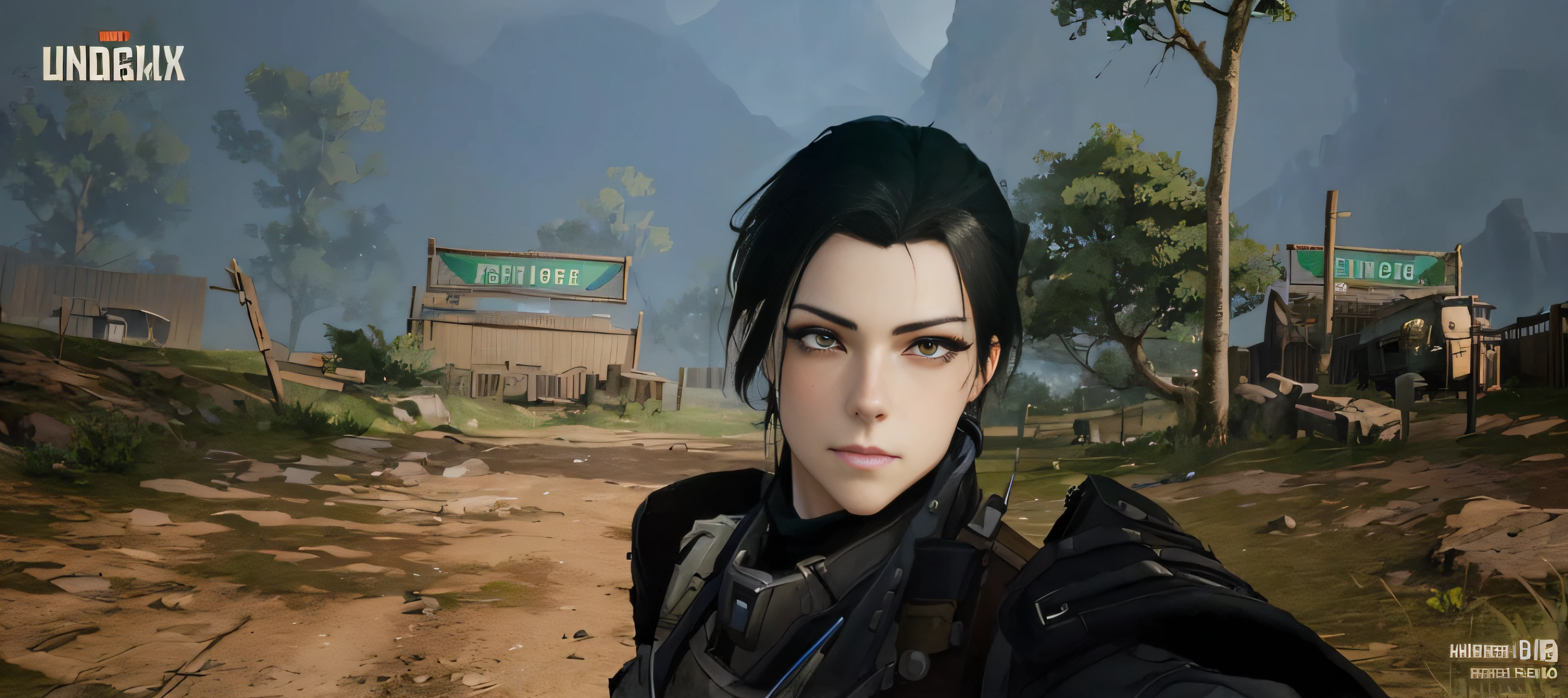 a close up of a person with a gun in a field, in game, attractive androgynous humanoid, male character, character close up, female lead character, with very highly detailed face, close up character, ingame image, makoto shinkai ( apex legends ), unreal 5. rpg portrait, character close-up, halfbody headshot, new character