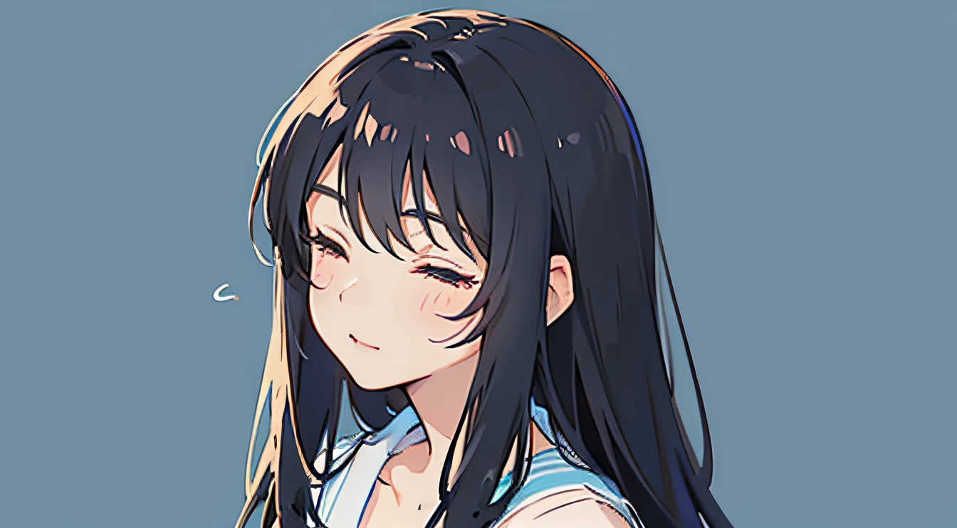 sketch, manga, ((1girl)), profile photo, looking to the right, head only, developing long hair, ((eyes closed)),
