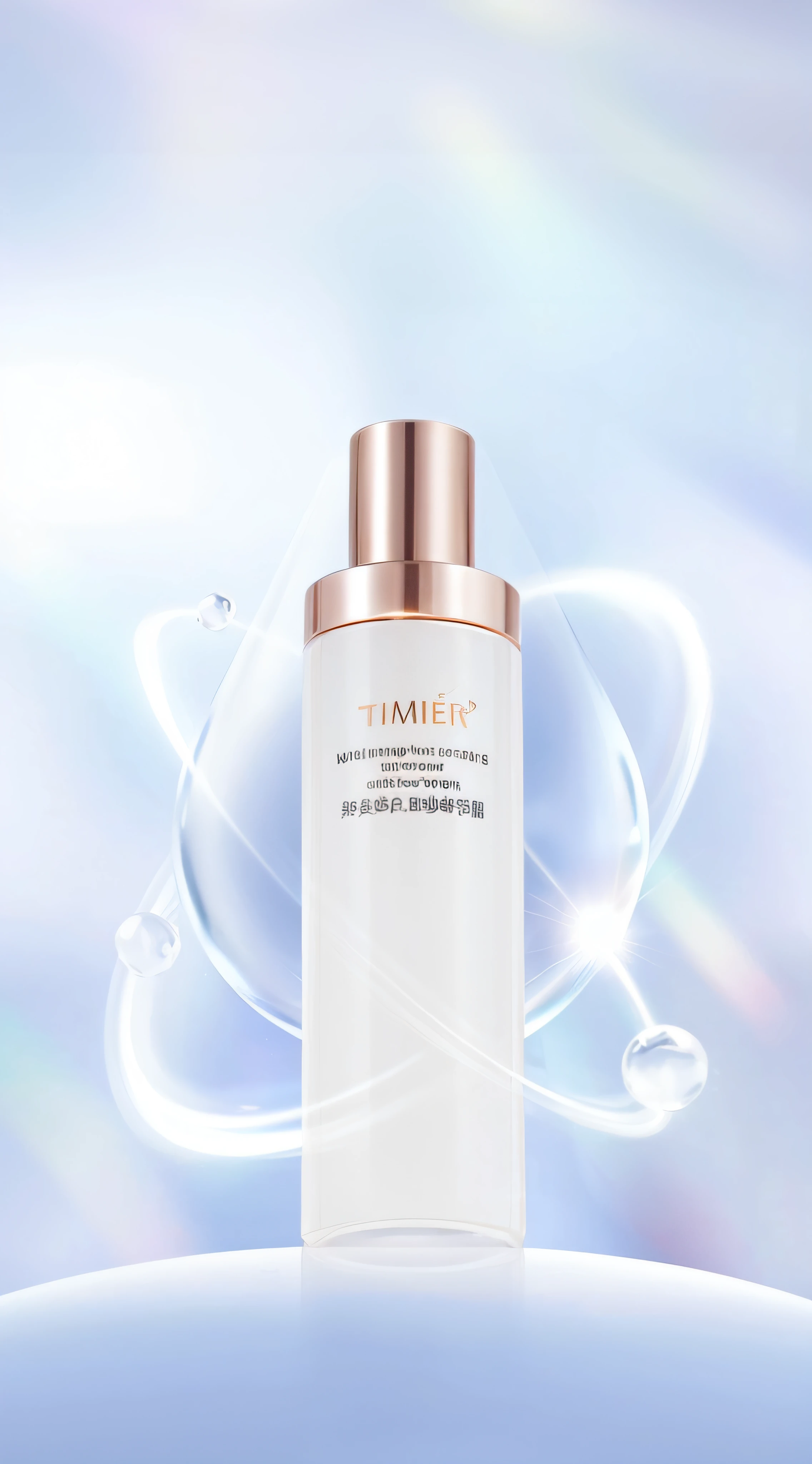 A close-up of a bottle of water with liquid, author：Yao Tingmei, by Yang J, everlasting, By Leng Mei, soft luminescent glow, ji-min, Lumi, crisp smooth lines, by Ni Yuanlu, jinyiwei, Official product image, crisp smooth clean lines, Milky white skin, inspired by Yao Tingmei