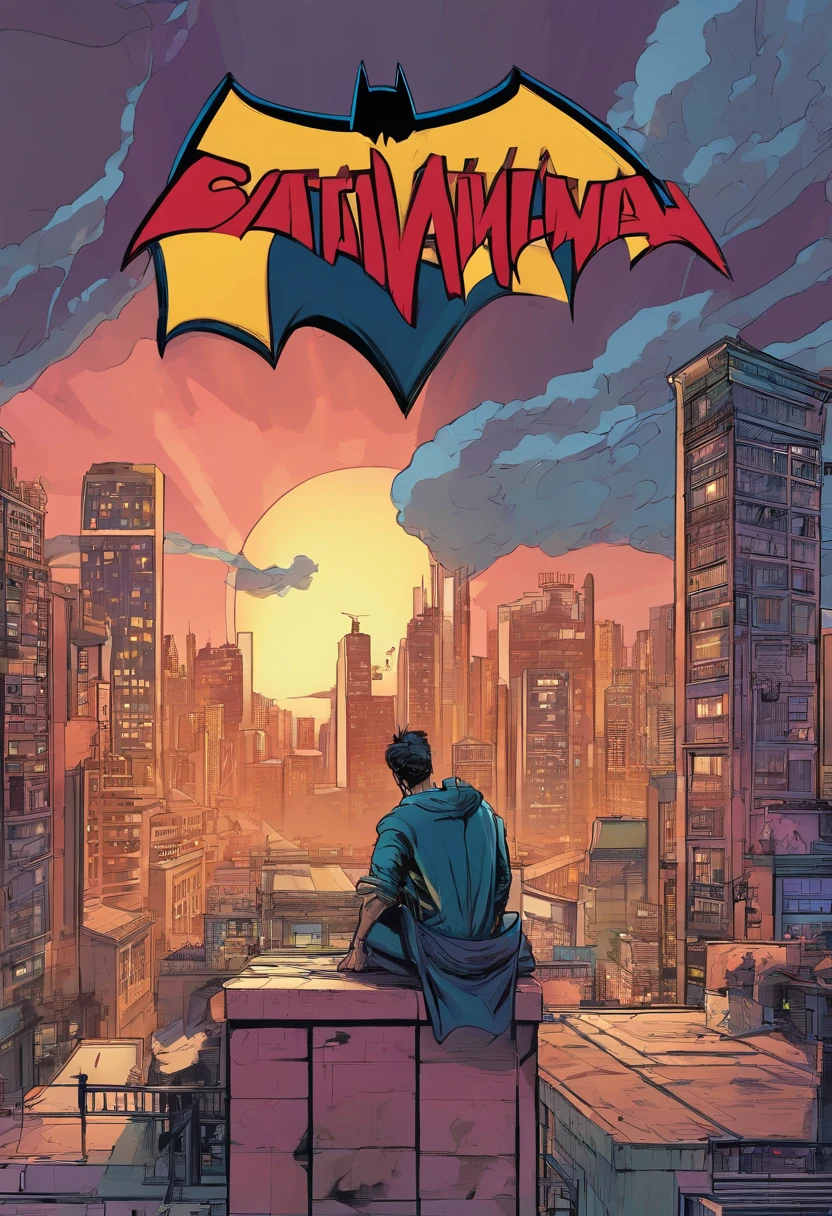 (best quality,4k,8k,highres,masterpiece:1.2),ultra-detailed,realistic,traditional comic  art,waifu,beautiful detailed eyes,beautiful detailed lips,longeyelashes,extremely detailed eyes and face,vivid colors,bokeh,batman costume,caped blowing in the wind,on a rooftop overlooking gotham city,cityscape view,night scene,moonlit backdrop,classic art style,pop art style,comic book aesthetic,pixelated shading,expressive lines,80s vibes