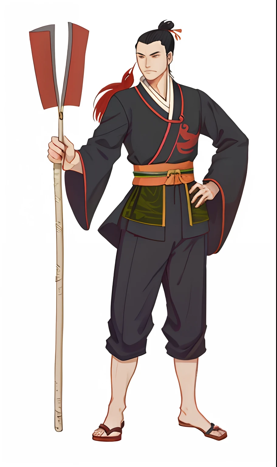 of a guy,standing on a hill,Confucian style,storybook illustrations,Illustrated story,