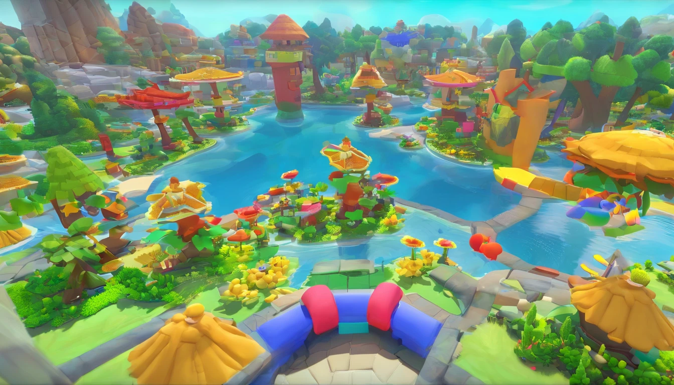 Cartoon style, casual games, Main City, Island, Sea World,
Waste Earth style, Future Water World, equiaxial, 45 degree Angle tilt, 3d rendering, oc rendering,
Game Asset style, 16-bit pixel art, Low convergence Style, Blind box, Best Quality, Mario Looney,
hd, --ar 6:3