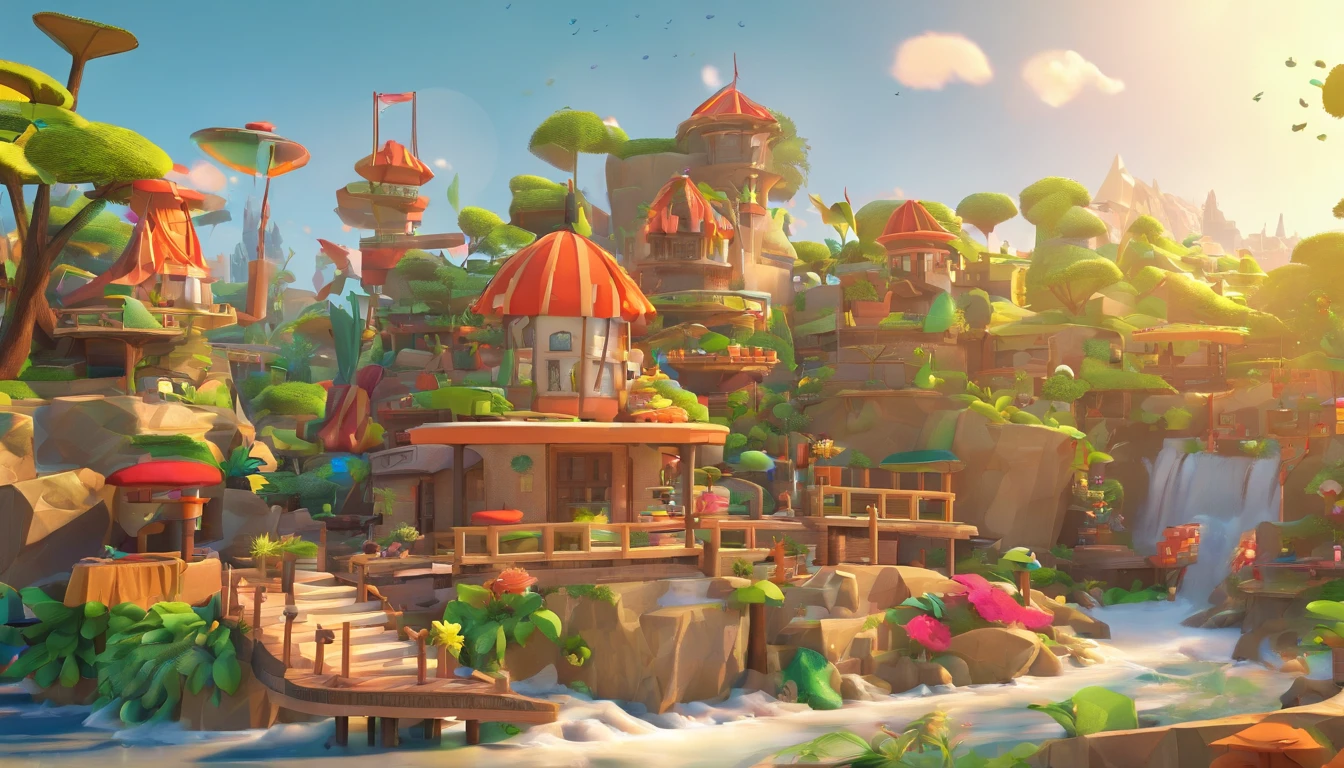Cartoon style, casual games, Main City, Island, Sea World,
Waste Earth style, Future Water World, equiaxial, 45 degree Angle tilt, 3d rendering, oc rendering,
Game Asset style, 16-bit pixel art, Low convergence Style, Blind box, Best Quality, Mario Looney,
hd, --ar 6:3