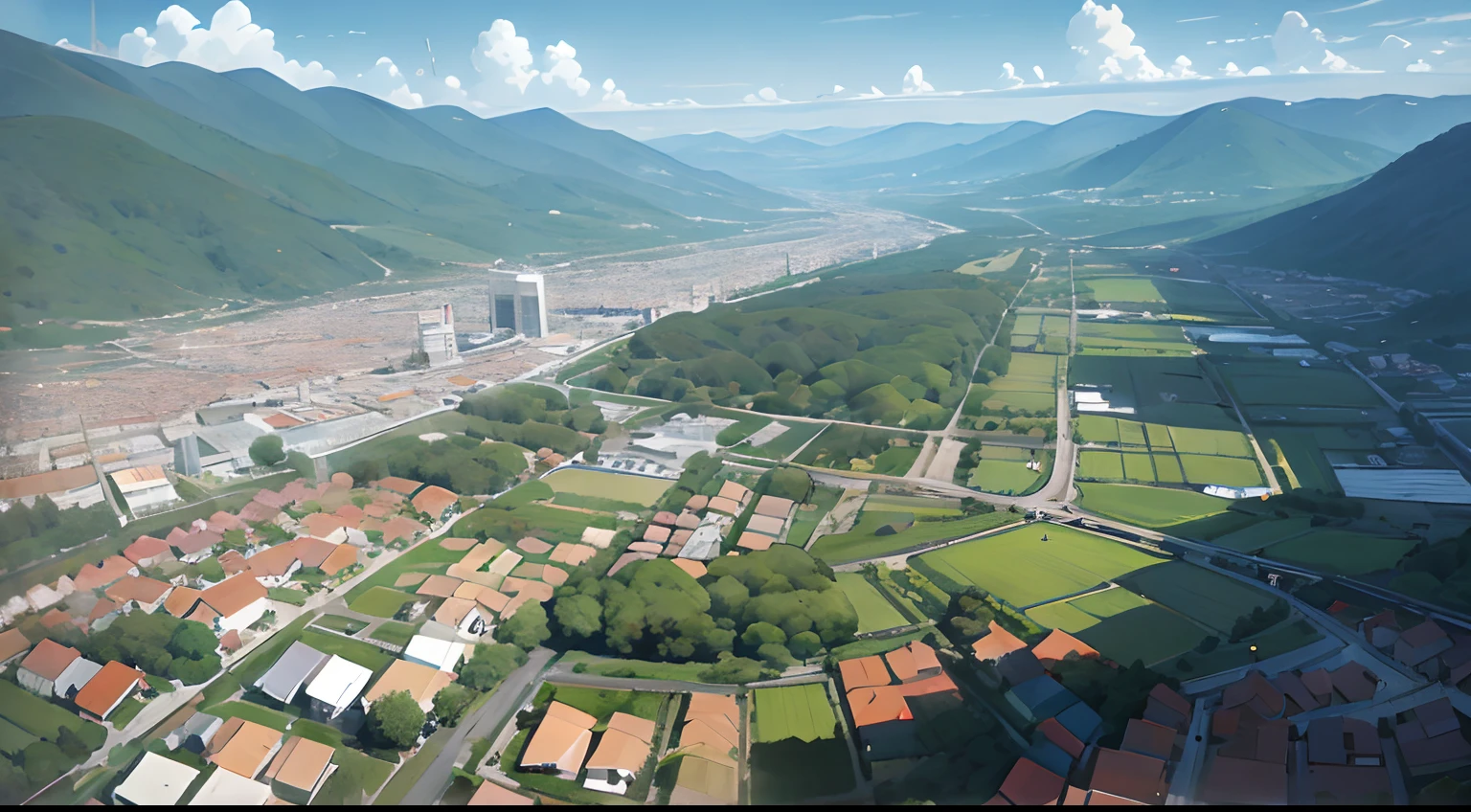 Map of the town、mont、Religious Institutions、shopping street、Residential area、the woods、a river、Bustling street、Bird View、Overhead scenery、