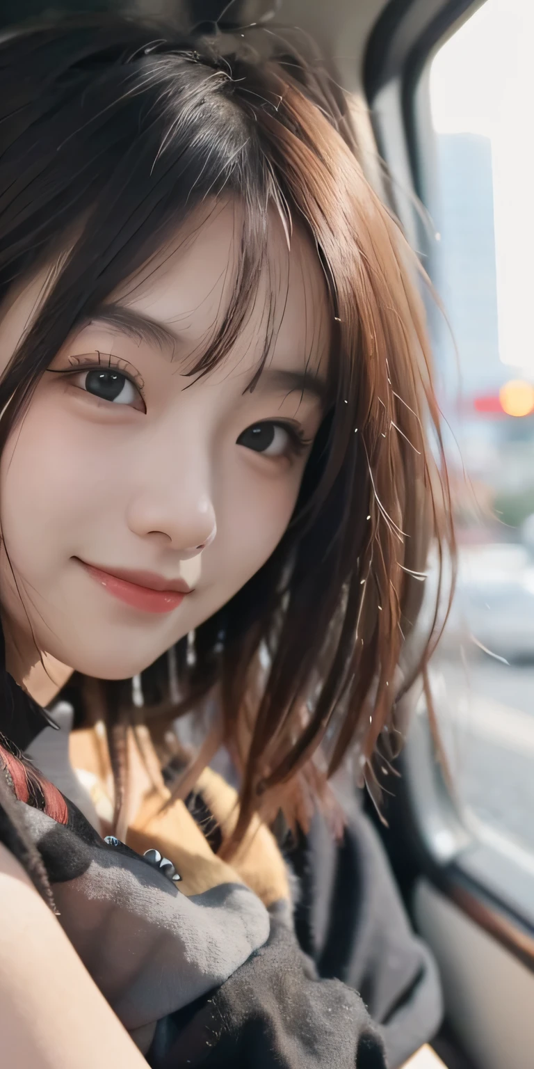 RAW Photography, Cute Girl Long Shot Portrait Photography, Smiling, Sally, (Lust), Slim Body, (Sea Background), (High Detail Skin: 1.2), 8k UHD, DSLR, Soft Lighting, High Quality, Film Grain, Fujifilm XT3