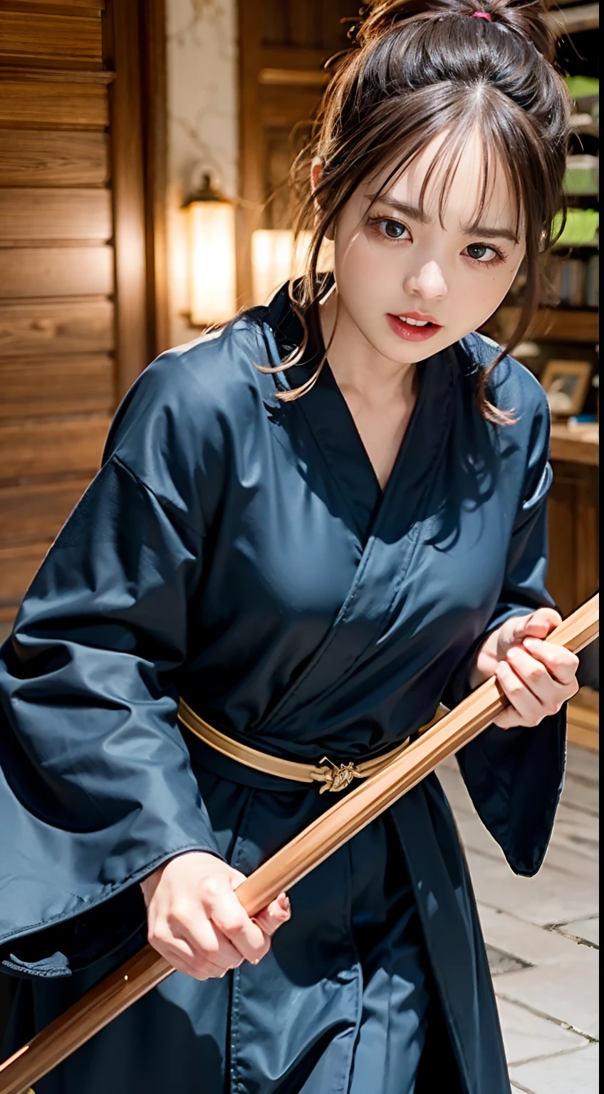 Raw photo、Live-action feeling、angry、Angry face、Wrinkles between the eyebrows、Puff out cheeks、The most beautiful girl in the world、Female Wizard of Dragon Quest、Wear a black robe、Wielding a cane、Attack by casting spells