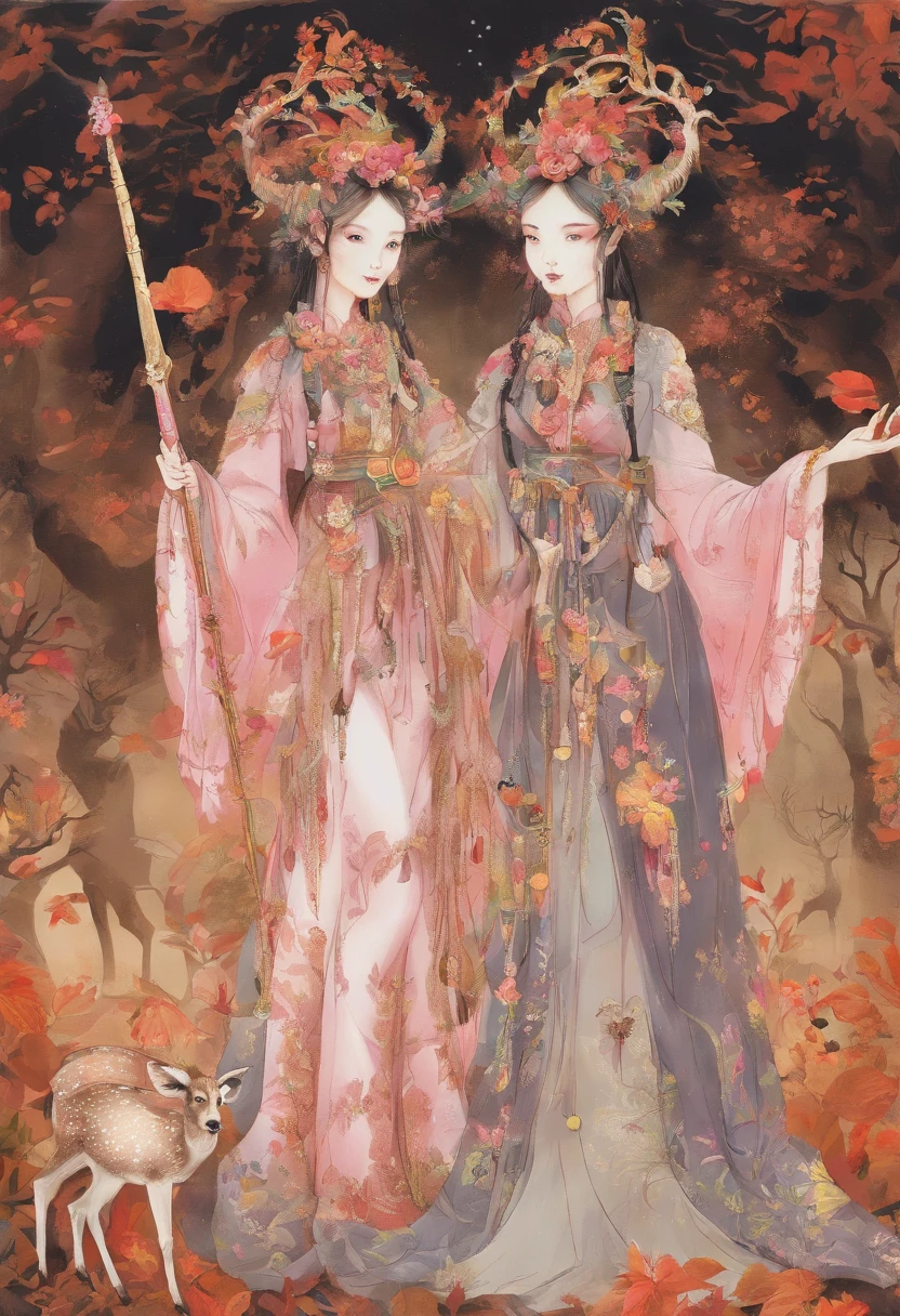 Yi or Miao clothing,deers