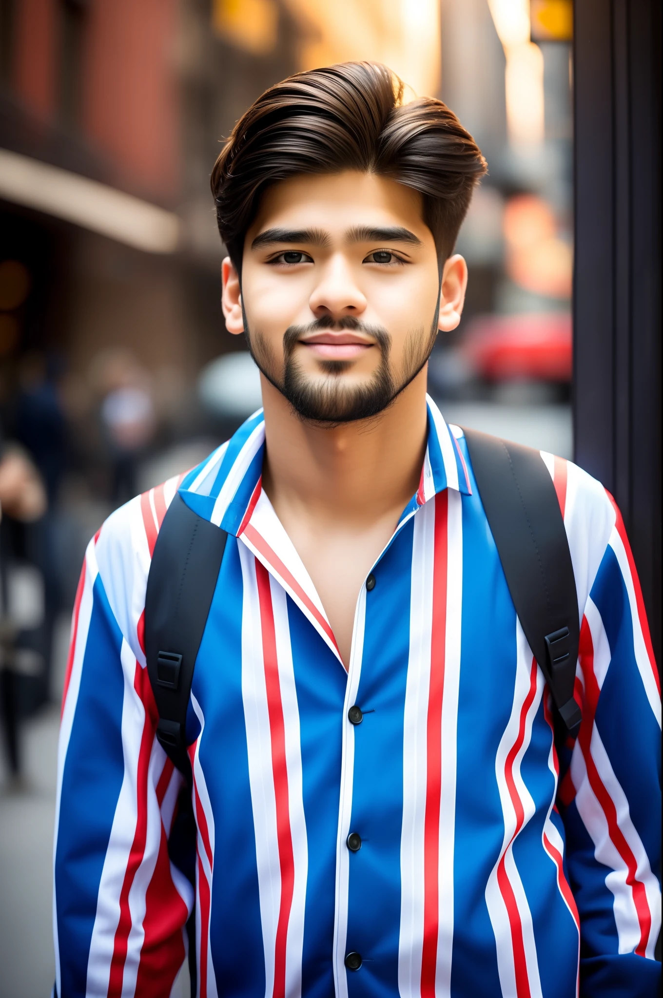 Smooth hair boy , newyork background, age