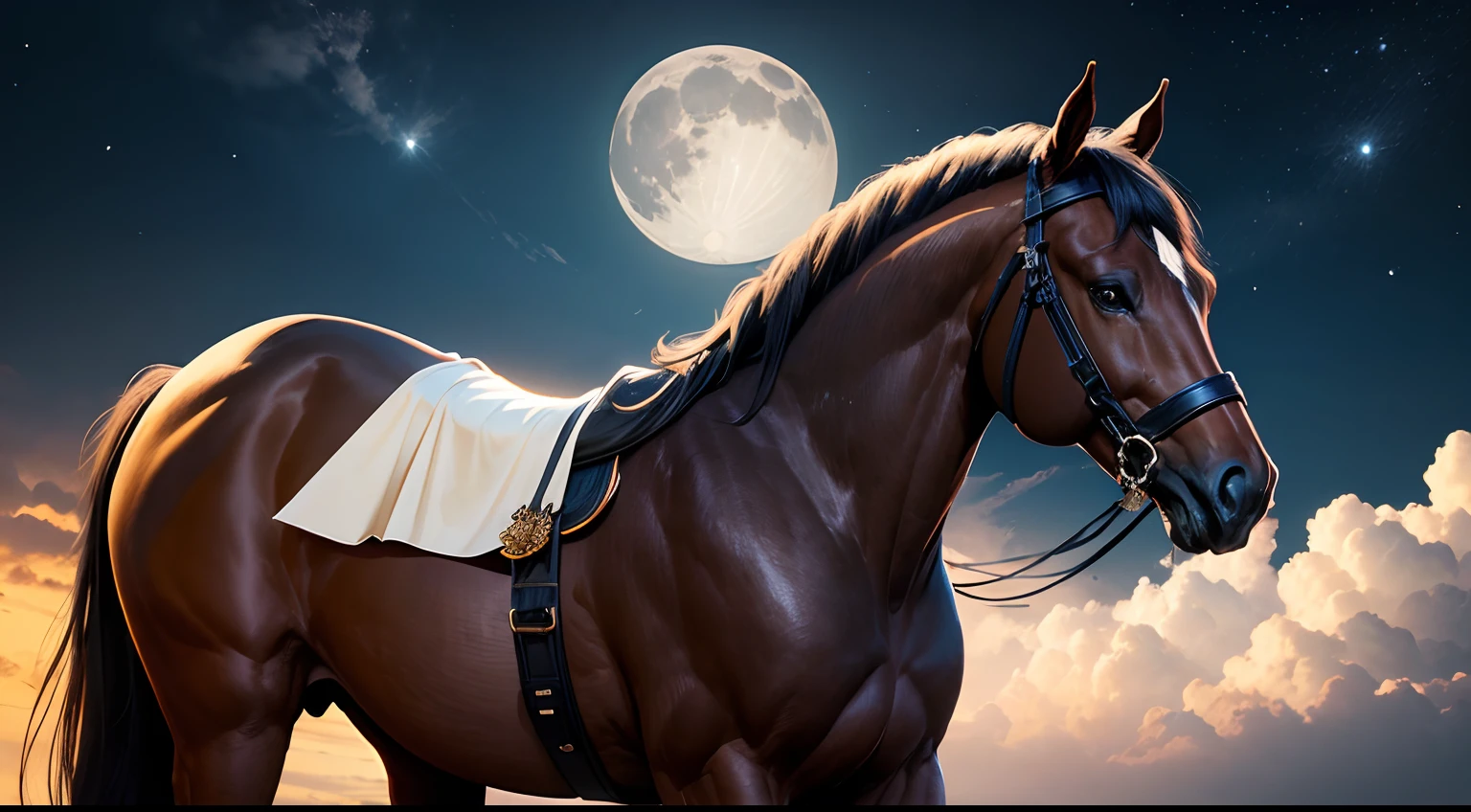 a moon、equine、Skysky