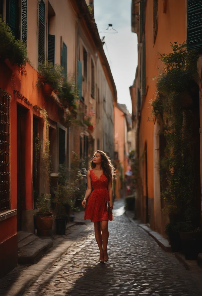 Une fille mache dans la rue