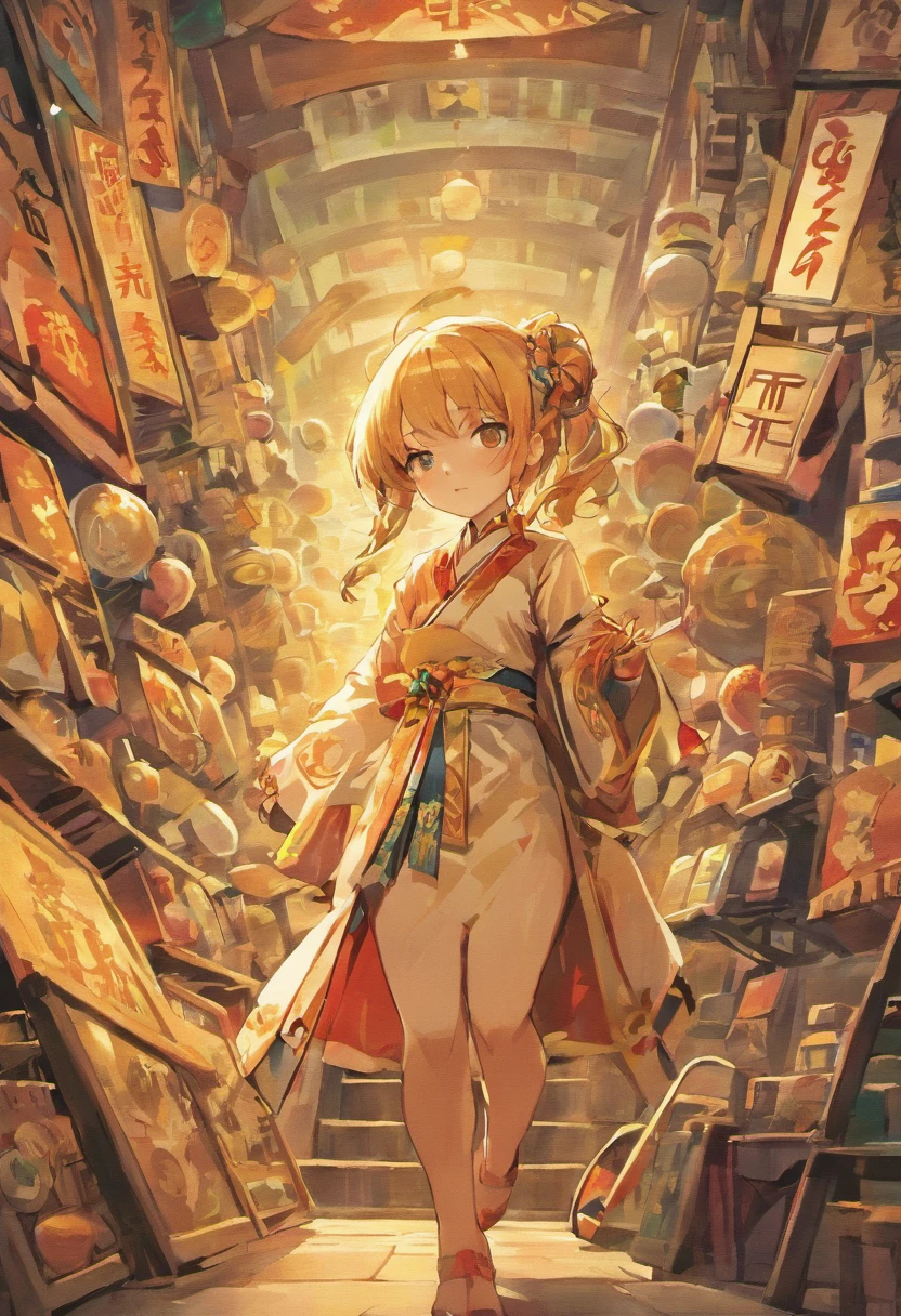 Image of a girl surrounded by various objects by a woman in Vietnamese clothes, Traditional Chinese concept art, Palace,A Vietnamese girl, Great character design, Beautiful character painting, Highly detailed character design, Guviz style artwork, author , Wearing white Vietnamese ao dai, clean and meticulous anime art, Anime character design , Japanese art style, Asian dragon