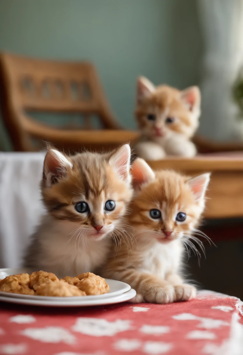 Kittens eat KFC