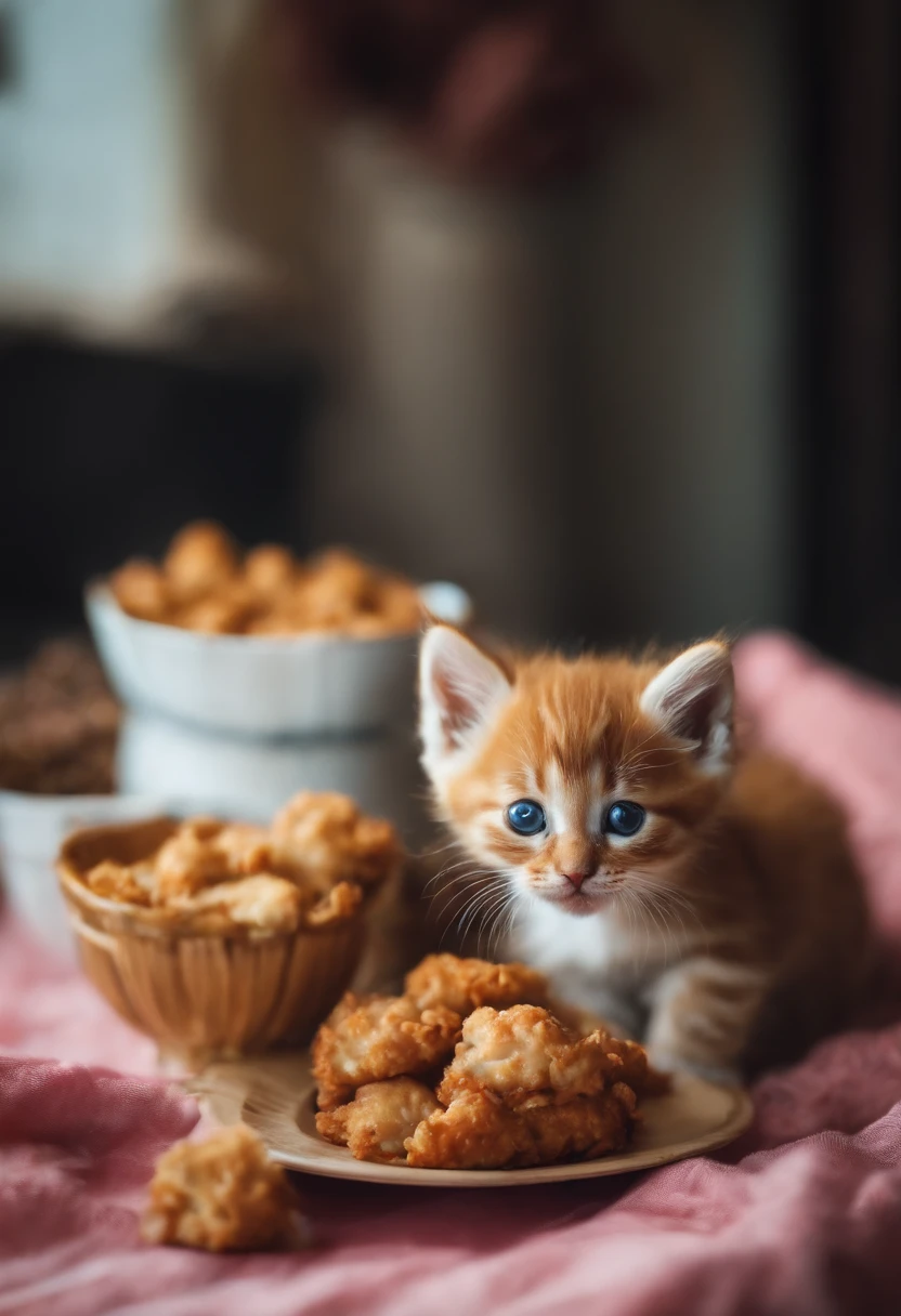 Kittens eat KFC