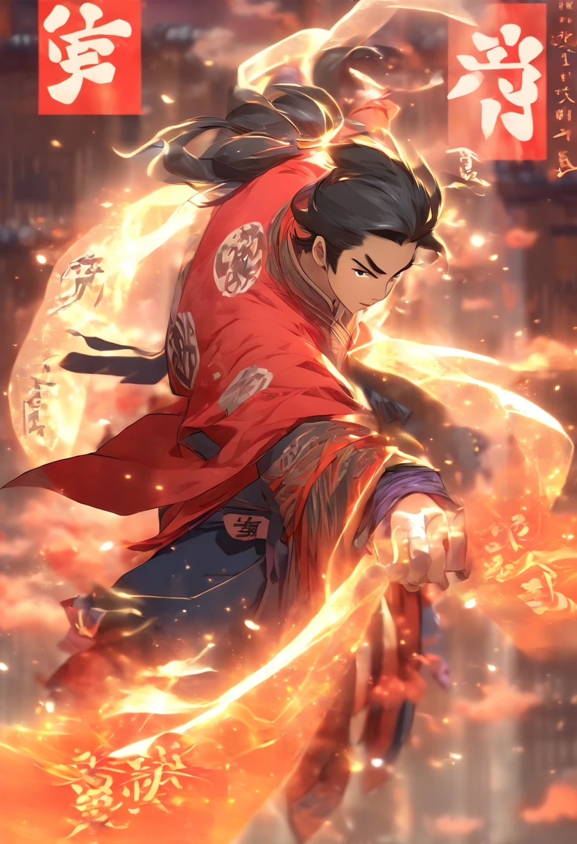 1boys,(((Solo))),full bodyesbian,Young scholars of ancient China,(Hold the transparent illuminated scroll:1.5),(Transparent glowing kanji hovering in midair:2),(Transparent kanji background:1.5),Vertical text,glittery,Scholar in blue robes,Long flowing hair flutters in the wind,16k, hyper HD, high resolution, Very detailed, Best image quality,dynamicposes,(20 columns of Chinese characters:1.6),arranged in an orderly fashion