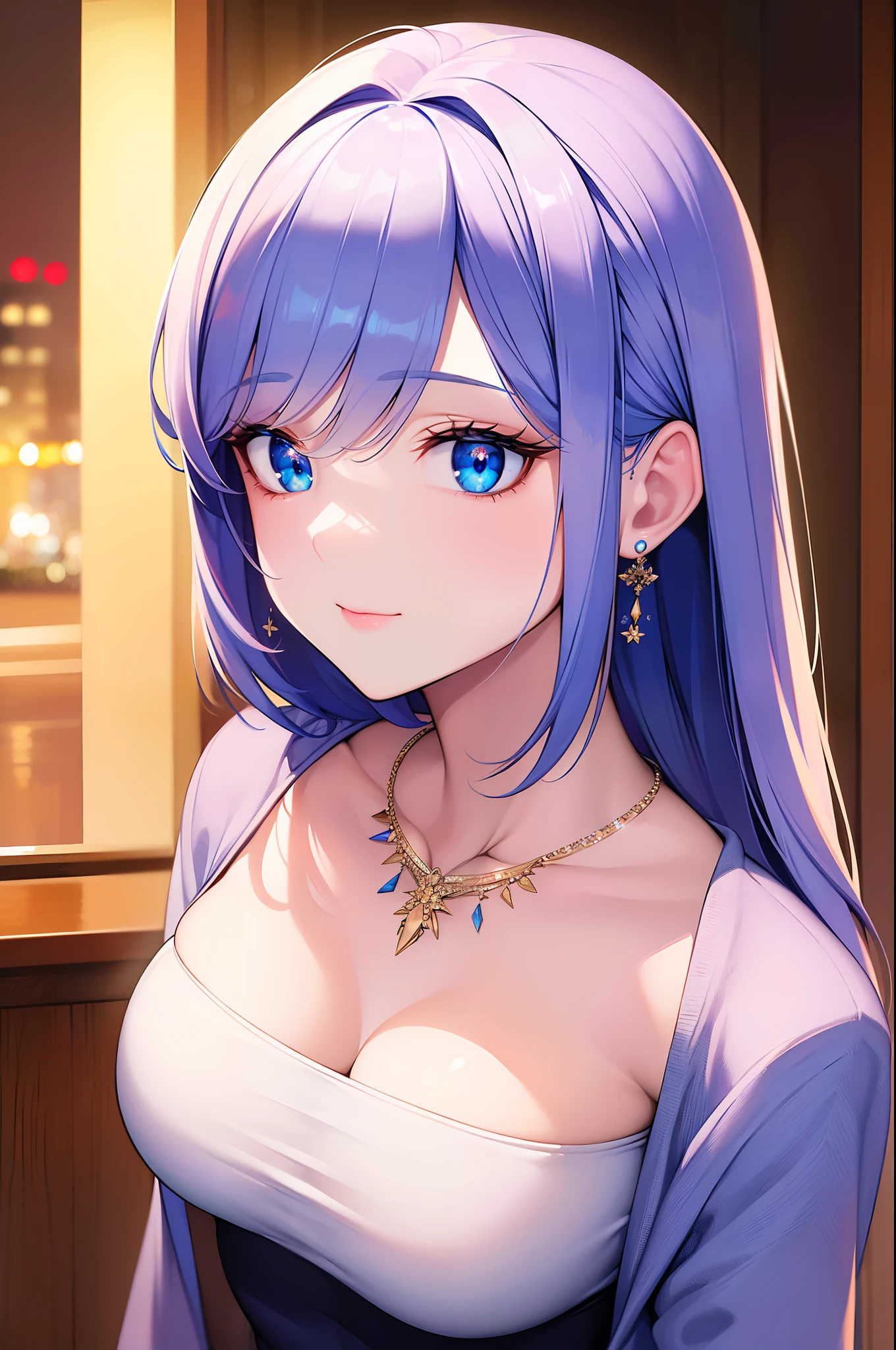 (close upshot:1.3), (heart shape on the eyes:1.3), ((masterpiece)), ((best quality)), (ultra-detailed), ((kawaii)), cute, (lovely), ((sexy)), (ero), ((extremely detailed)), 4K, (8K), best quality, (beautiful), anime style, dynamic angle, in the middle, look up from below, colorful, upper body focus, green meadow, morning, sunrise, summer, a cute girl, 1girl, solo, silver dress, beautiful blue hair, beautiful purple eyes, ((beautiful eyes)), white-skinned, long hair, large breast, light smile, sparkling effect, glitter effect, lens flare, wind effect, reflection effect