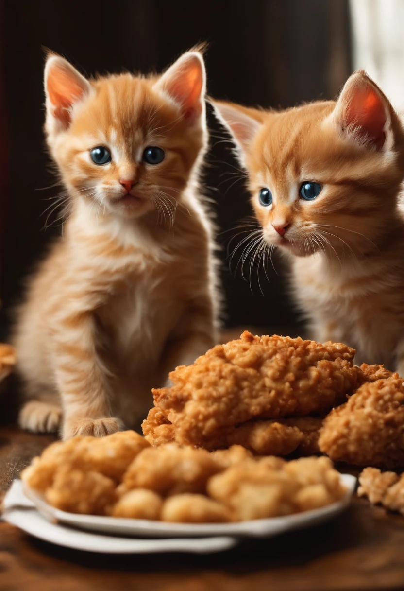 Kittens eat KFC,eine Katze,Eat fried chicken