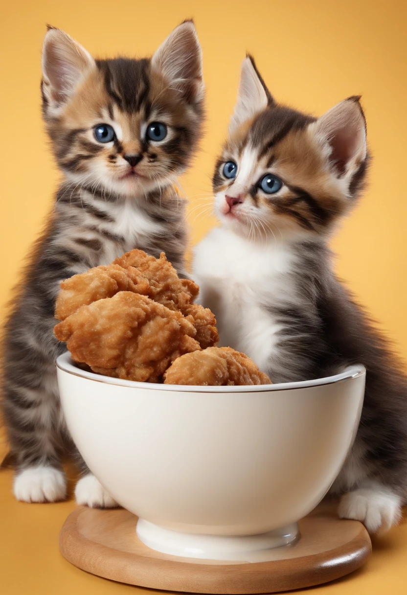 Kittens eat KFC,eine Katze,Eat fried chicken