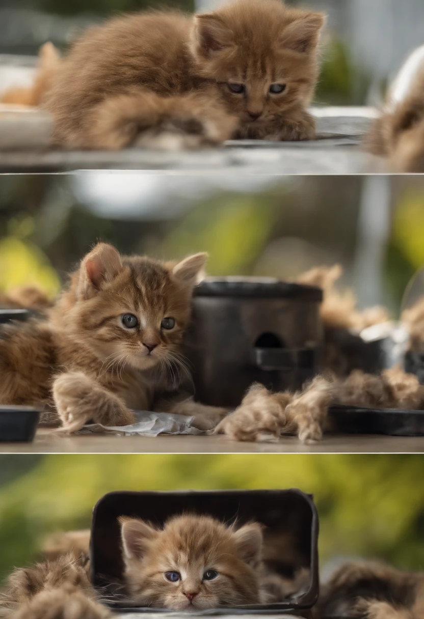 Kittens eat KFC，eine Katze，Eat fried chicken