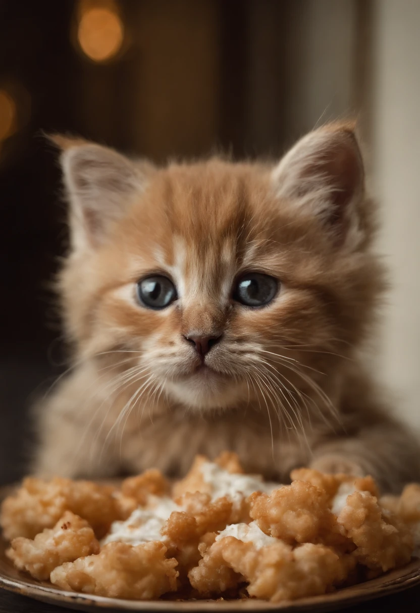 Kittens eat KFC,eine Katze,Eat fried chicken