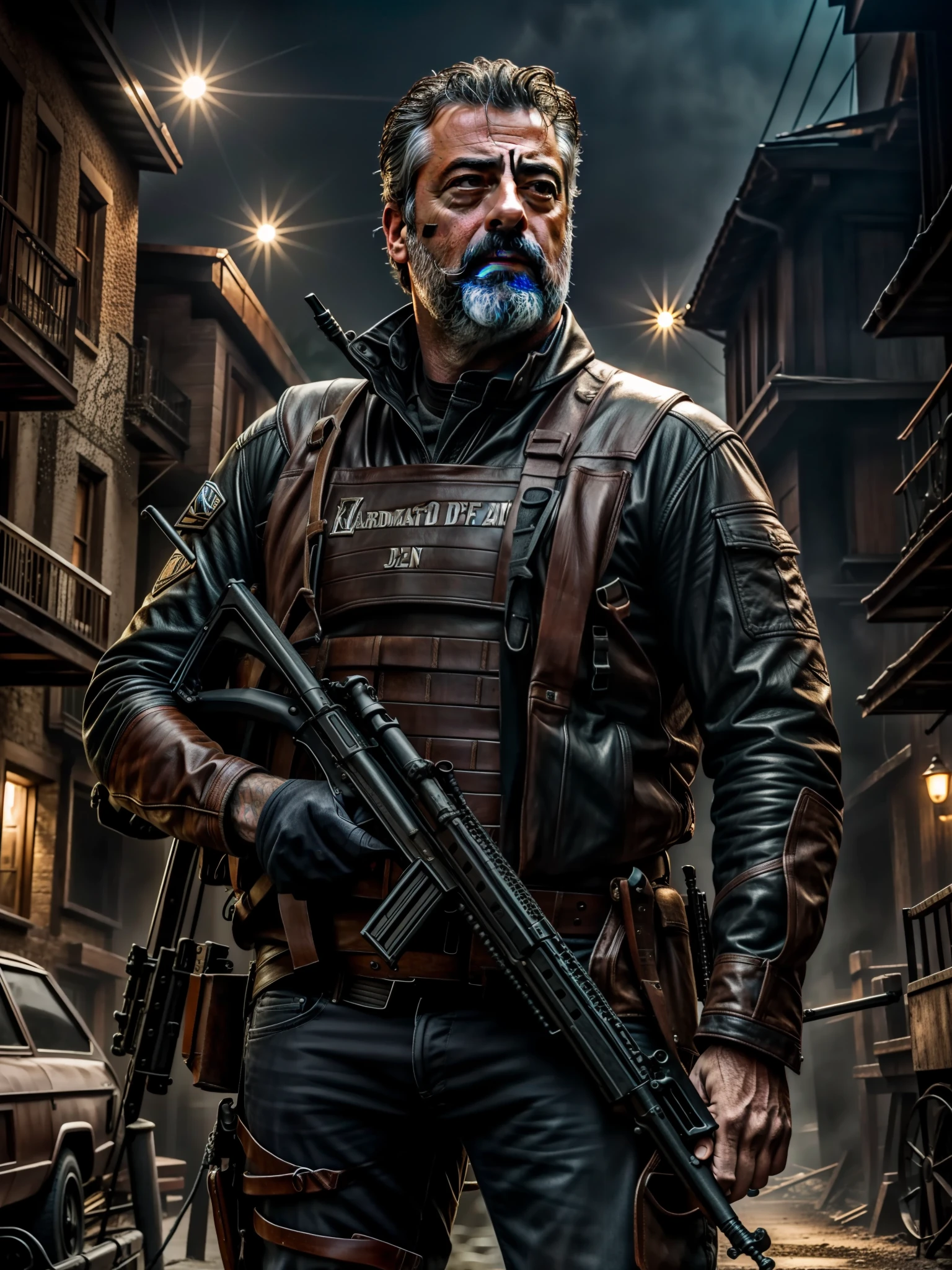Rosto de Jeffrey Dean Morgan, detalhe do rosto, Realistic, 8k