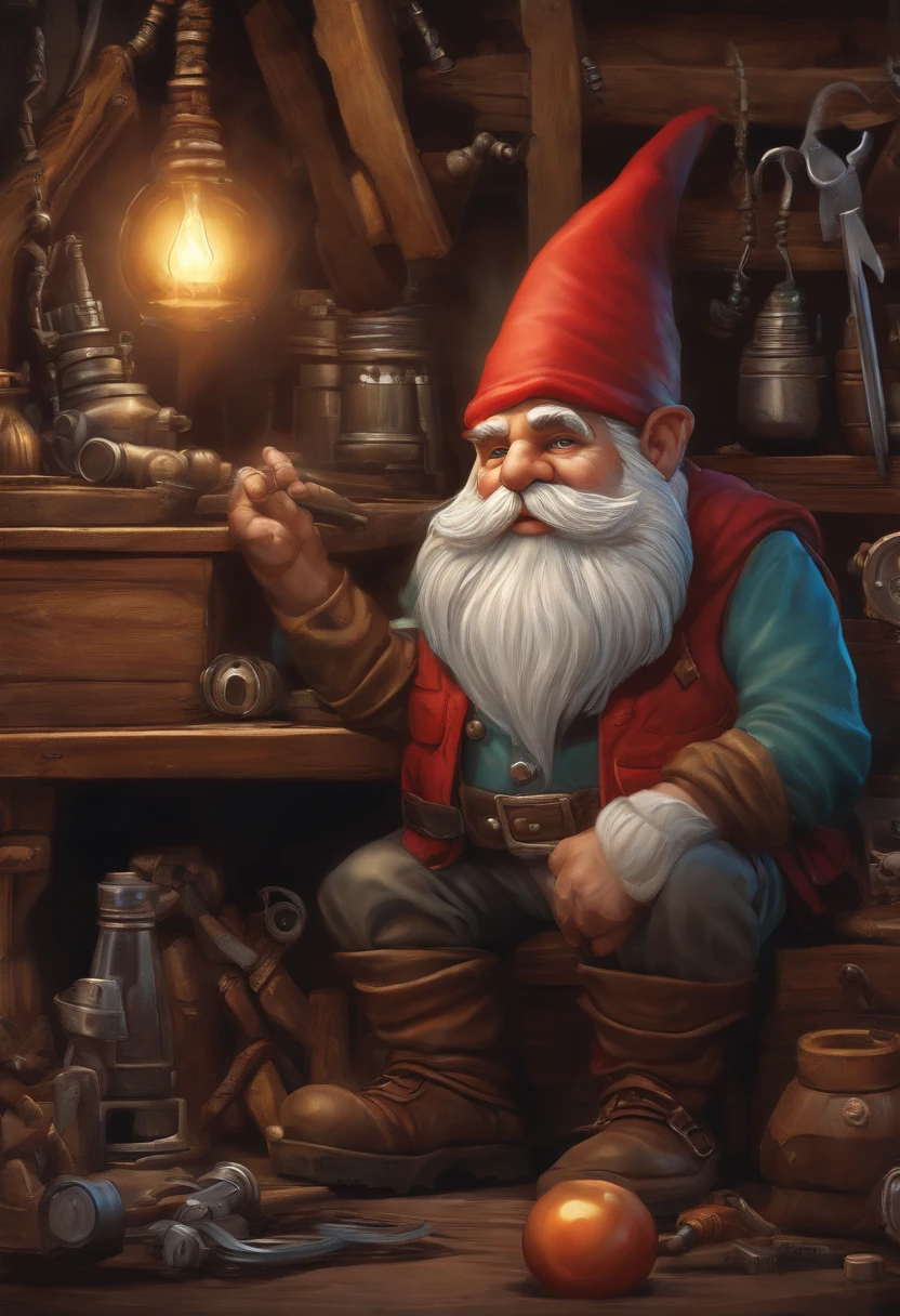 Comic book style of gnome tinkerer