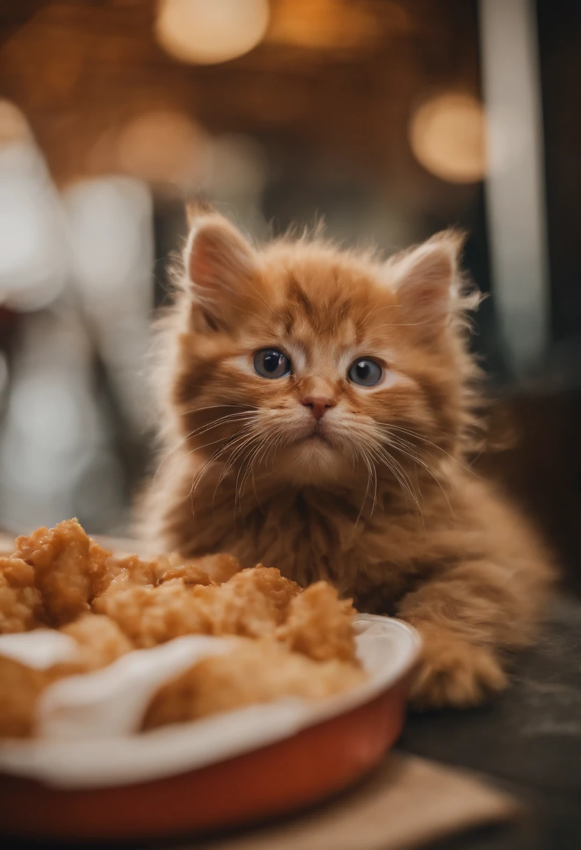 Kittens eat KFC,eine Katze,Eat fried chicken