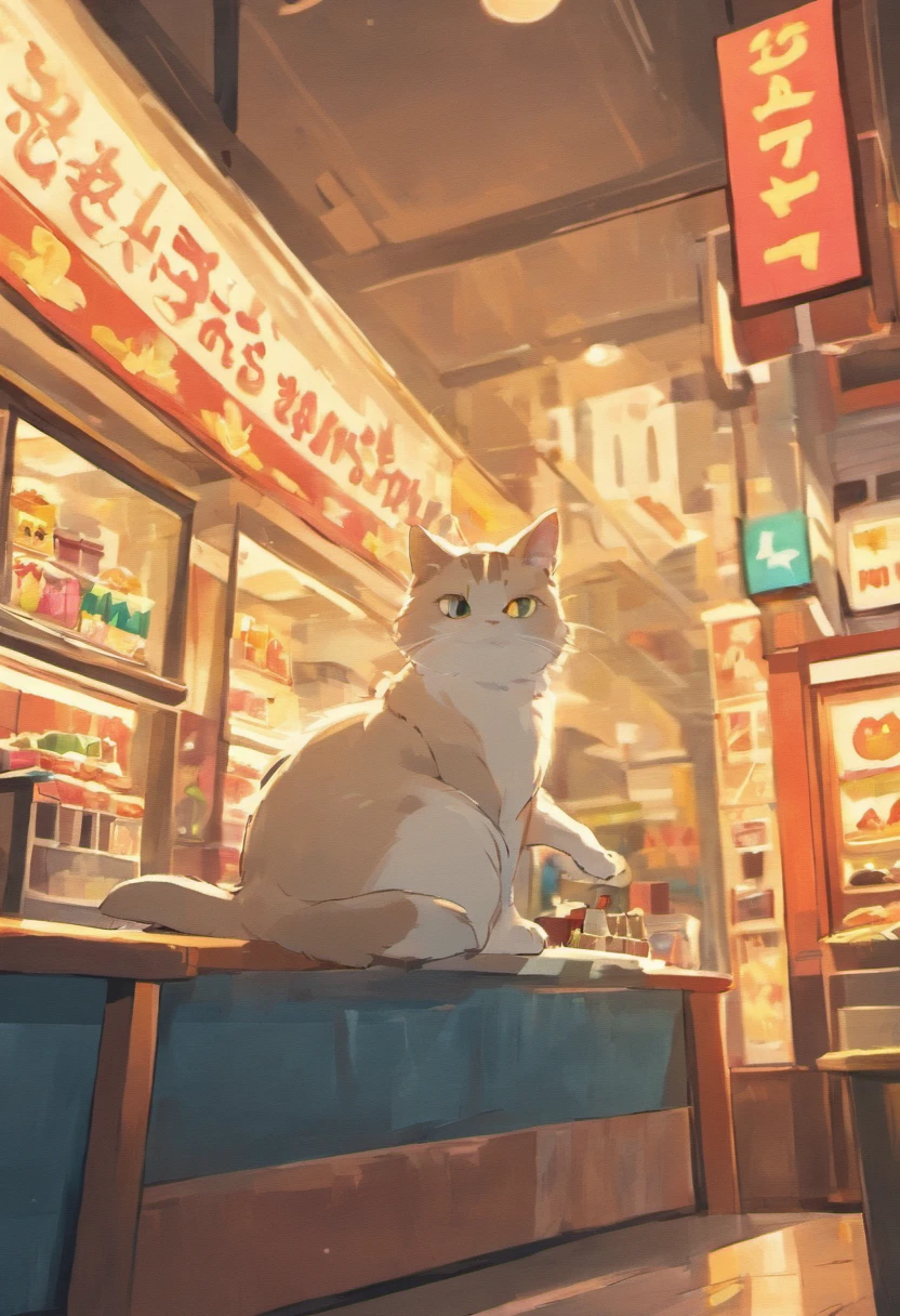 cat，Eating at McDonald's，Abyscilian cat，happy，On the couch
