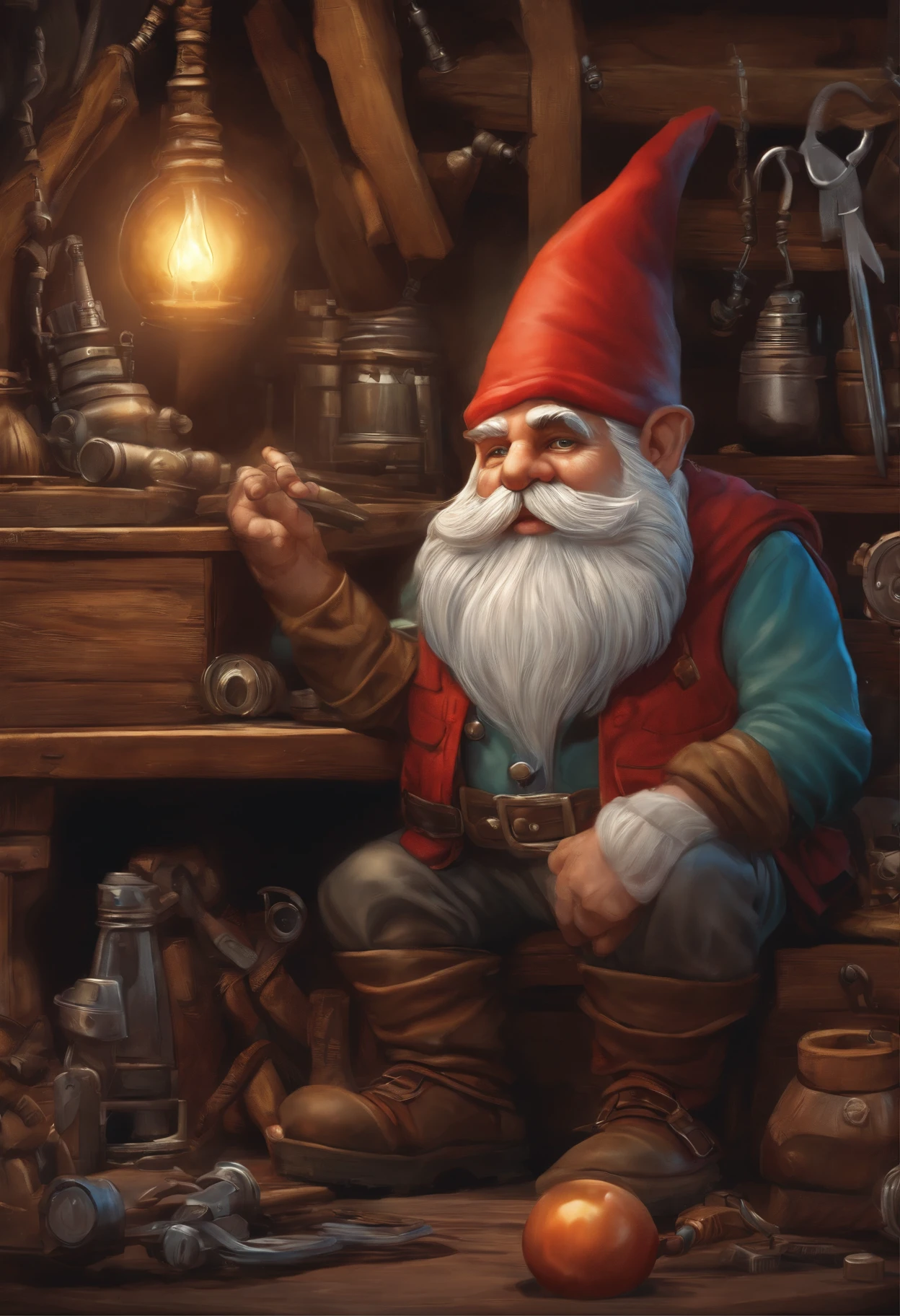 Comic book style of gnome tinkerer