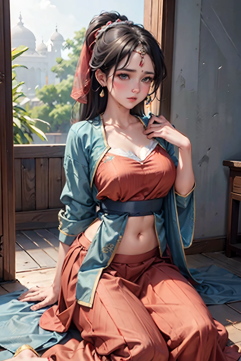 Delicate and masterpiece、beautiful detail、Colorful and fine details、detailed lips、intricate detailes、(1人の女性:1.1)、(Gorgeous beautiful 20 year old sexy Korean woman:1.1)、(KPOP Idol、Korean mixed)、(Hair tying:1.1)、(50mm Sigma f / 1.4 Zeiss Lenses、f1.4、1 / 800 sec、ISO 100、a picture:1.1)、huge tit、(Photorealistic:1.1)、独奏、looking_at_viewer、Tall lady、、Happy smiling face、 from_front、耳Nipple Ring、slim_legs、skiny、thigh_gap、modeled、lensflare、a choker、(hanbok+seeThroughSilhouette、Wedge Heel:1.3)、korean commentary、korean_street、korean_traditional_Duan、1boys、Cowgirl、crouching down、、Gonzo、nudde
