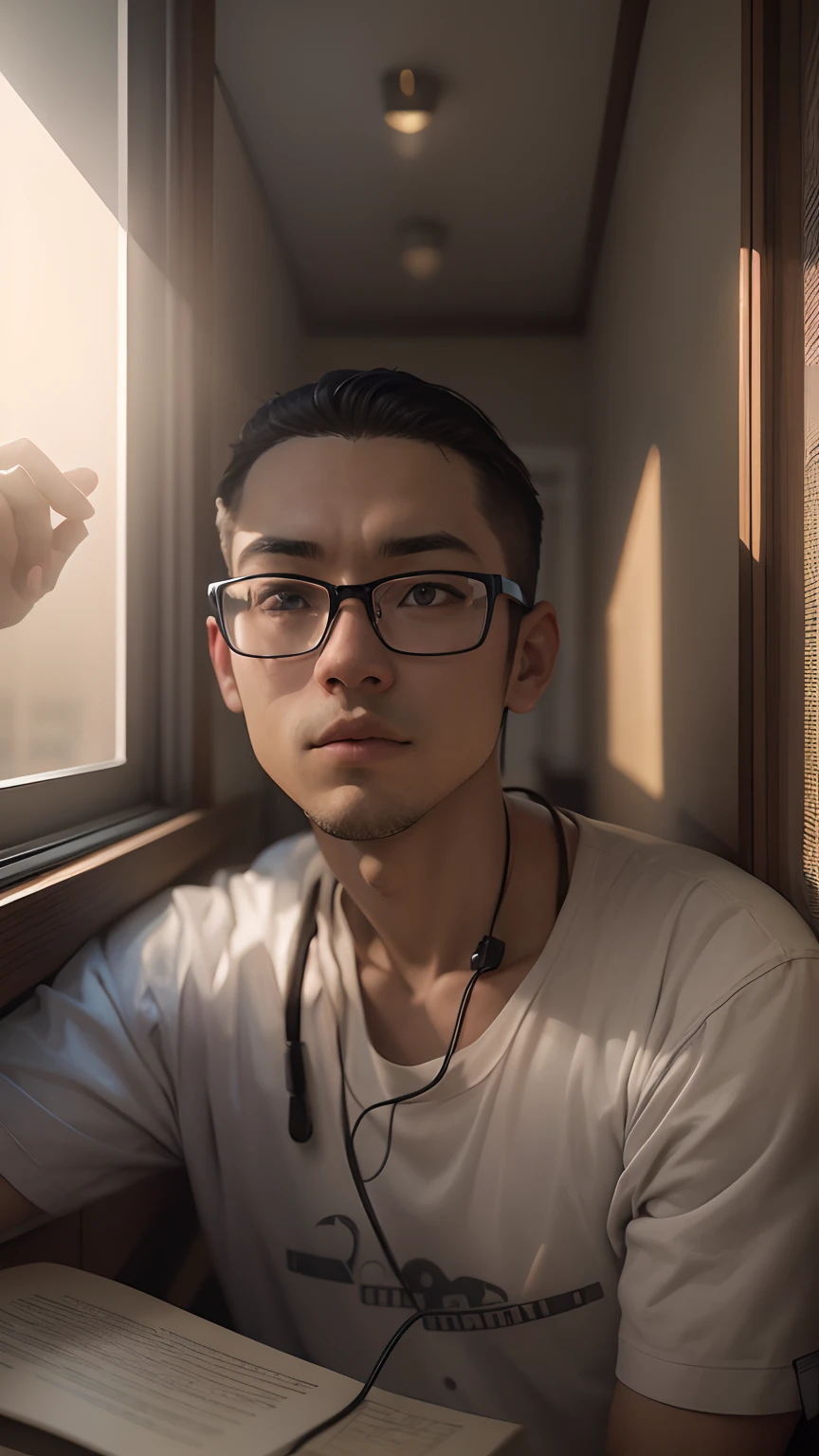 A boy in a room, listening to lofi on his pc through headphones, while studying, sitting just next to window and outside street lights are on but no one is there, normal Germen town type. Photorealistic, ultra - high definition, intricate details, manual focus, kadak portra 400nc, SMC Pentax 75mm F2.8AL
(8k, raw photo), film grain, ultra high res, ultra-detailed, (ultra skin details),incredibly absurd, strong rim light, instagram, outdoors,(extremely detailed face),