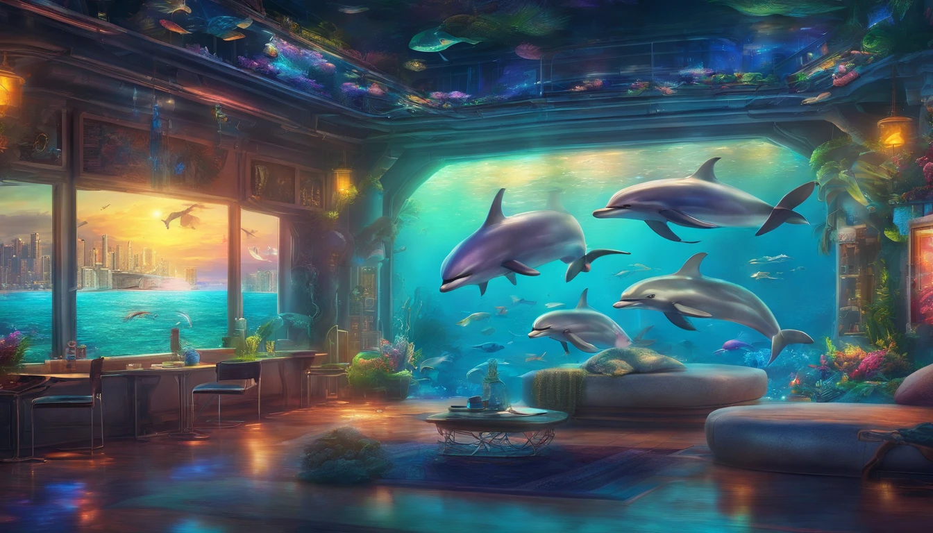 Best quality,Ultra-detailed,Realistic,pencil drawing,oceanography,aquatic creature,Dolphins,Sparkling waves,tranquil ambiance,Soft sunlight,Blue and green,Colorful marine life,Bend strokes,smooth shading,ocean scenery,Tranquil waters,breathtaking beauty,Marine ecosystems,graceful movements,Peaceful reflection,Interleaved mode,hidden depths,Tranquility and harmony,Fascinating marine life,A vibrant underwater world,The waves lap gently,Underwater adventure,Naughty dolphins,Calm and soothing,Float in tranquility,Dolphin accompaniment,stunning ocean view,Whispering tides,Harmony with nature,shiny reflective surfaces,flowing motion,blended colors,Ripples in the sun.