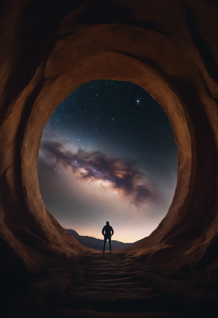 The Portal of the Unknown Dimension, ON TOP OF A MILLION-KILOMETER-HIGH MOUNTAIN INTO OUTER SPACE, DEEP SKY WITH GALAXY ONE TRILLION LIGHT YEARS