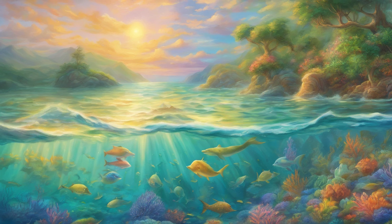 Best quality,Ultra-detailed,Realistic,pencil drawing,oceanography,aquatic creature,Dolphins,Sparkling waves,tranquil ambiance,Soft sunlight,Blue and green,Colorful marine life,Bend strokes,smooth shading,ocean scenery,Tranquil waters,breathtaking beauty,Marine ecosystems,graceful movements,Peaceful reflection,Interleaved mode,hidden depths,Tranquility and harmony,Fascinating marine life,A vibrant underwater world,The waves lap gently,Underwater adventure,Naughty dolphins,Calm and soothing,Float in tranquility,Dolphin accompaniment,stunning ocean view,Whispering tides,Harmony with nature,shiny reflective surfaces,flowing motion,blended colors,Ripples in the sun.