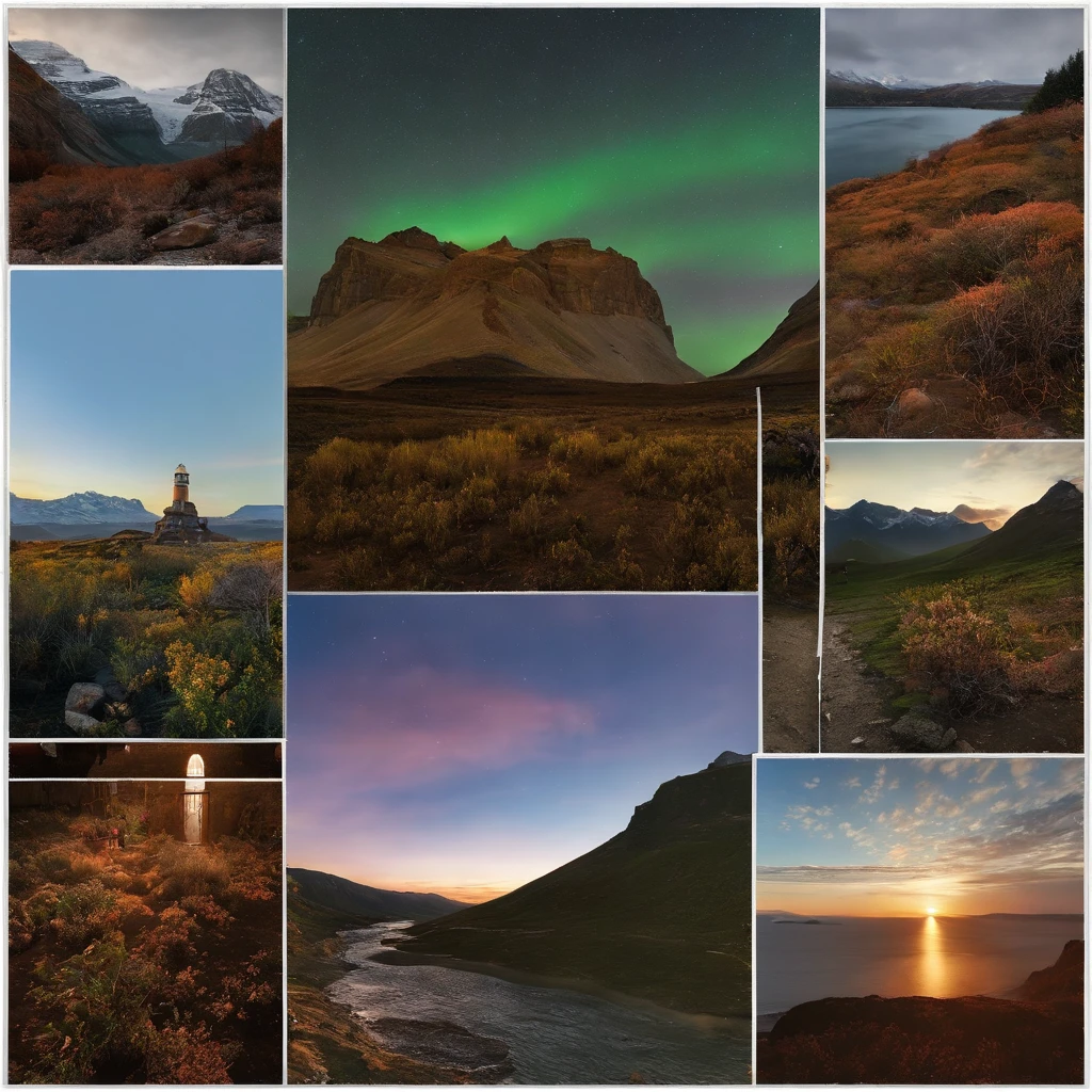 Master Parts、Superior Quality、superior image quality、The 8k quality、Beautiful pictures of the starry sky、magnifica、Arched Milky Way:1.25、north pole:1.5、Pale glaciers:1.9、(Red and green aurora borealis:1.25)