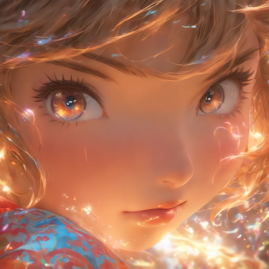 hyper photorealism, god light, Fuji colors, hyper HD, Super detail, 16k,head portrait,Slightly chubby Chinese girl,brunette color hair,Hold your arms,exasperation,vred,A ball head,hair adornments,light make-up,sideface