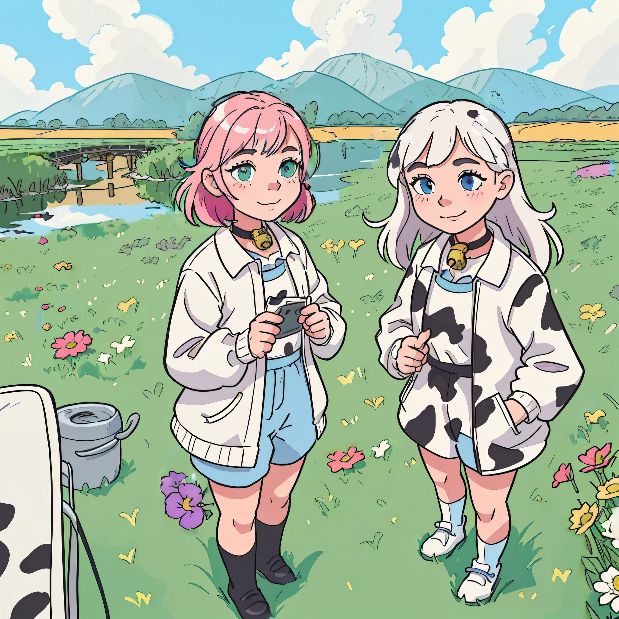 beautiful detailed eyes, beautiful detailed lips, vibrant short pink hair, stylish clothing, confident expression, soft lighting, artistic portrait, high-quality digital painting, vivid colors, anime style, realistic rendering, exquisite details, professional artwork