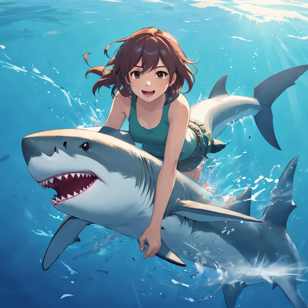 Great white shark，Cartoony
