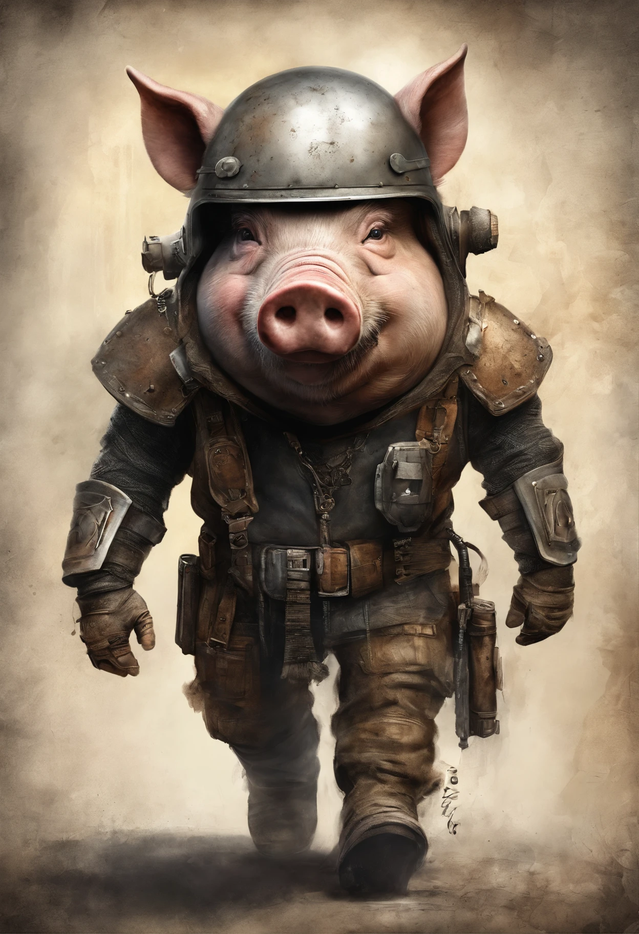 about a muscular pig working at a construction site