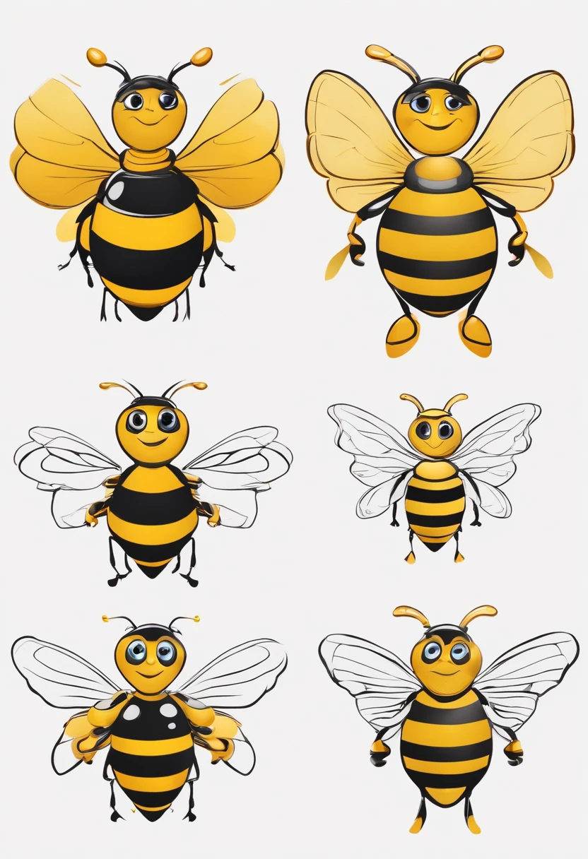Mascot character bee from all angles