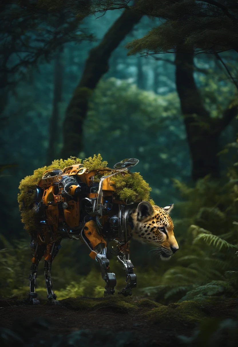 Imagine a world where robotic animals roam a futuristic wilderness, combining nature and technology