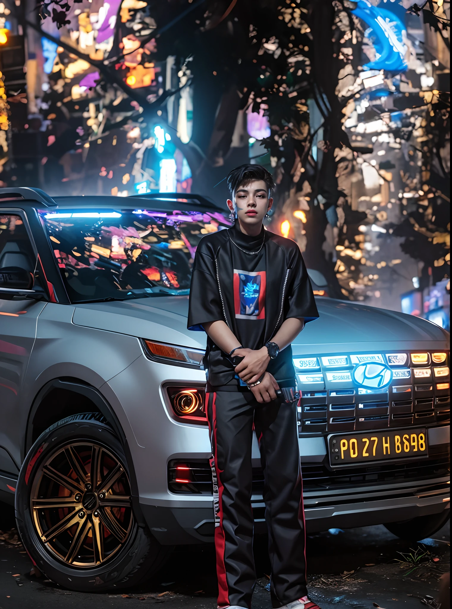 Change background cyberpunk 8k boy realstic hd