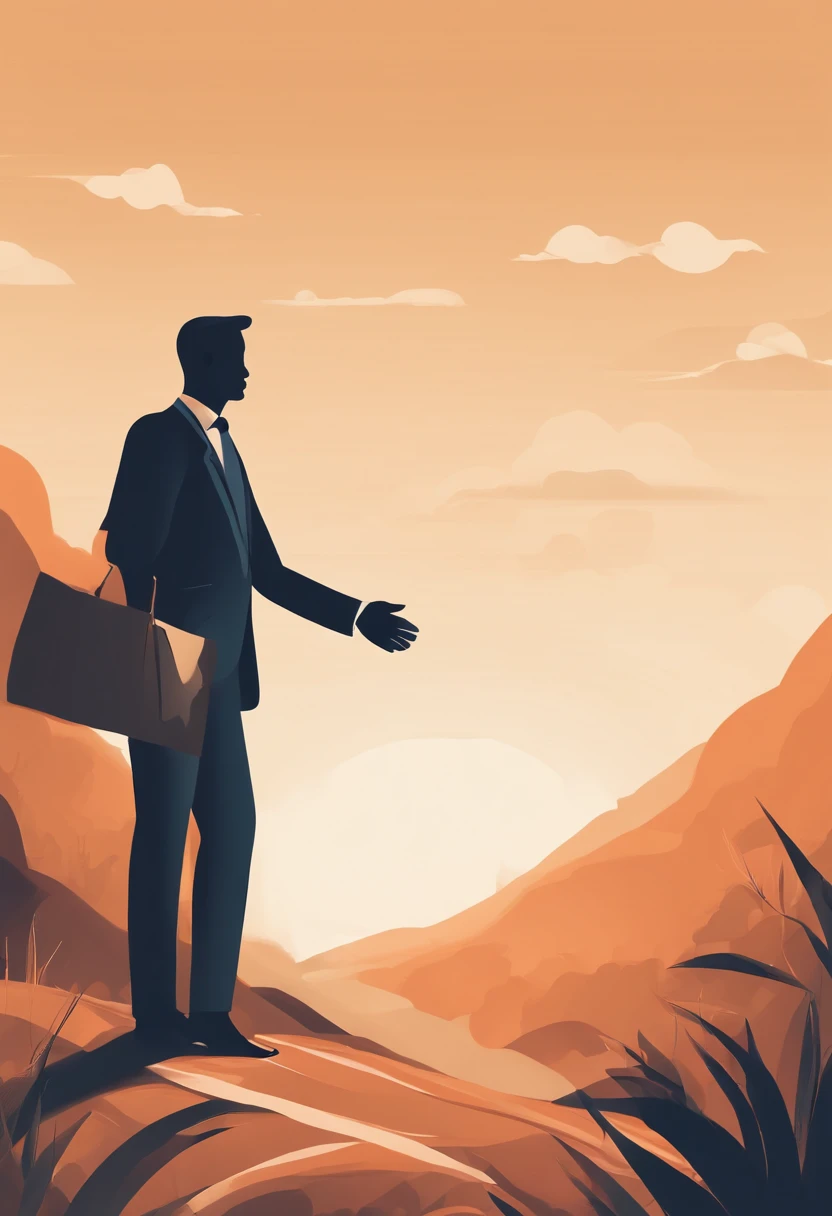 Show a man extending a helping hand to someone in need, illustrating the positive impact of leadership through empathy and compassion. . 2d flat illustration minimal