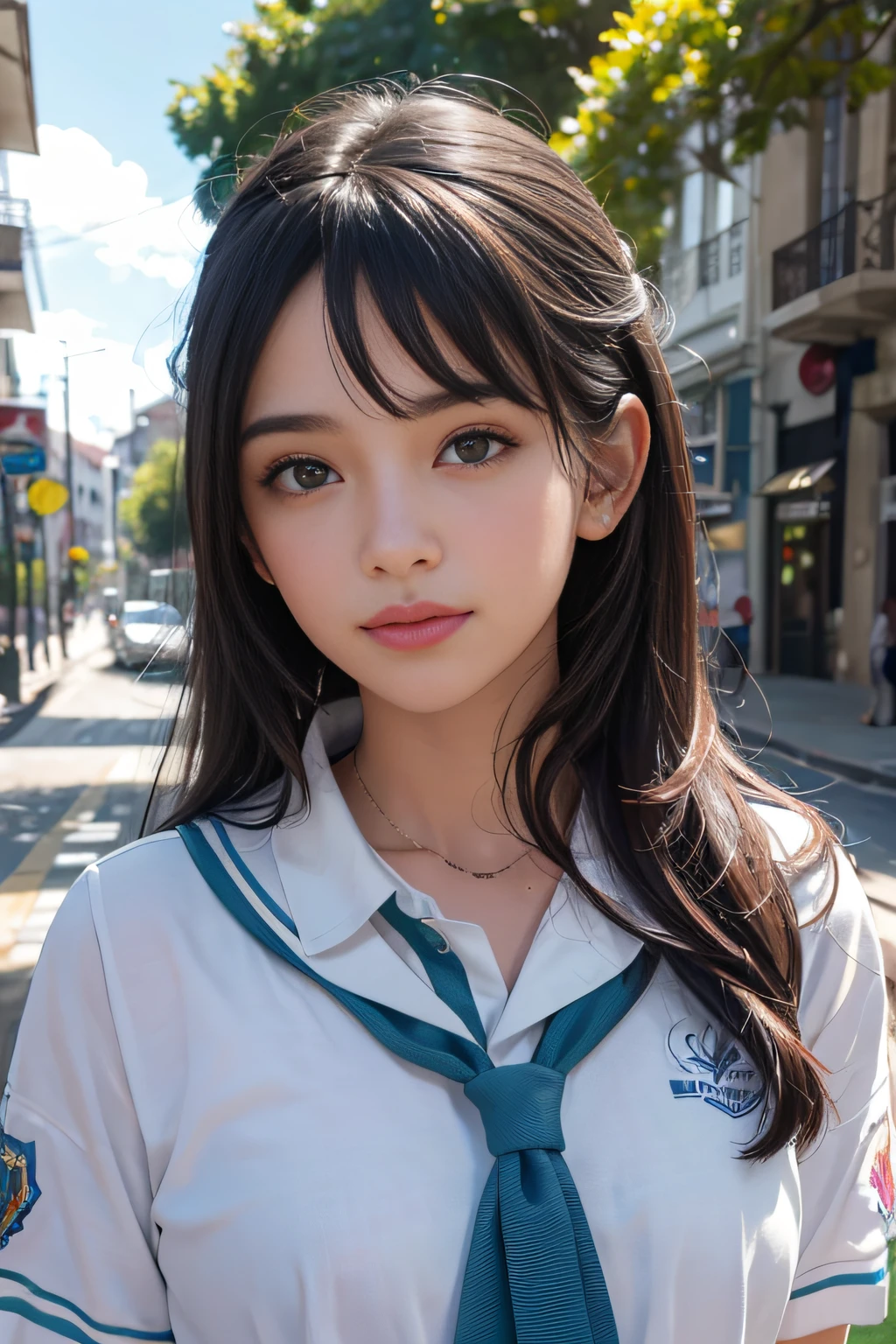 (realista: 1.4), melhor qualidade, ultra high-resolution,
4k, foto para redes sociais , detalhes intricados ,
altamente detalhado,
Uma garota , ,
(uniforme escolar do marinheiro: 1.2), manga comprida,
cabelo curto, franja, tudo muito detalhado ,
sorrir
na escola,
Ypê flower , Background flowers falling behind her , HDR , cinematic picture ,