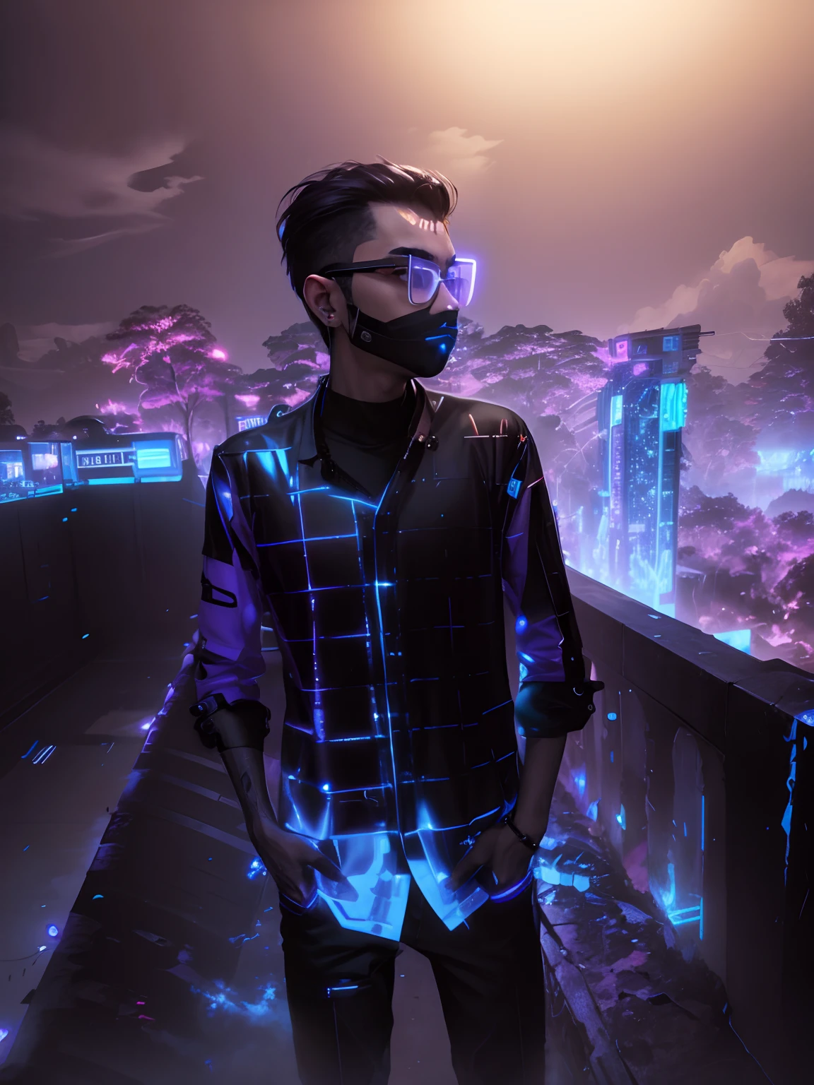 Change background cyberpunk handsome boy,realestic face,8k,ultra realestic.