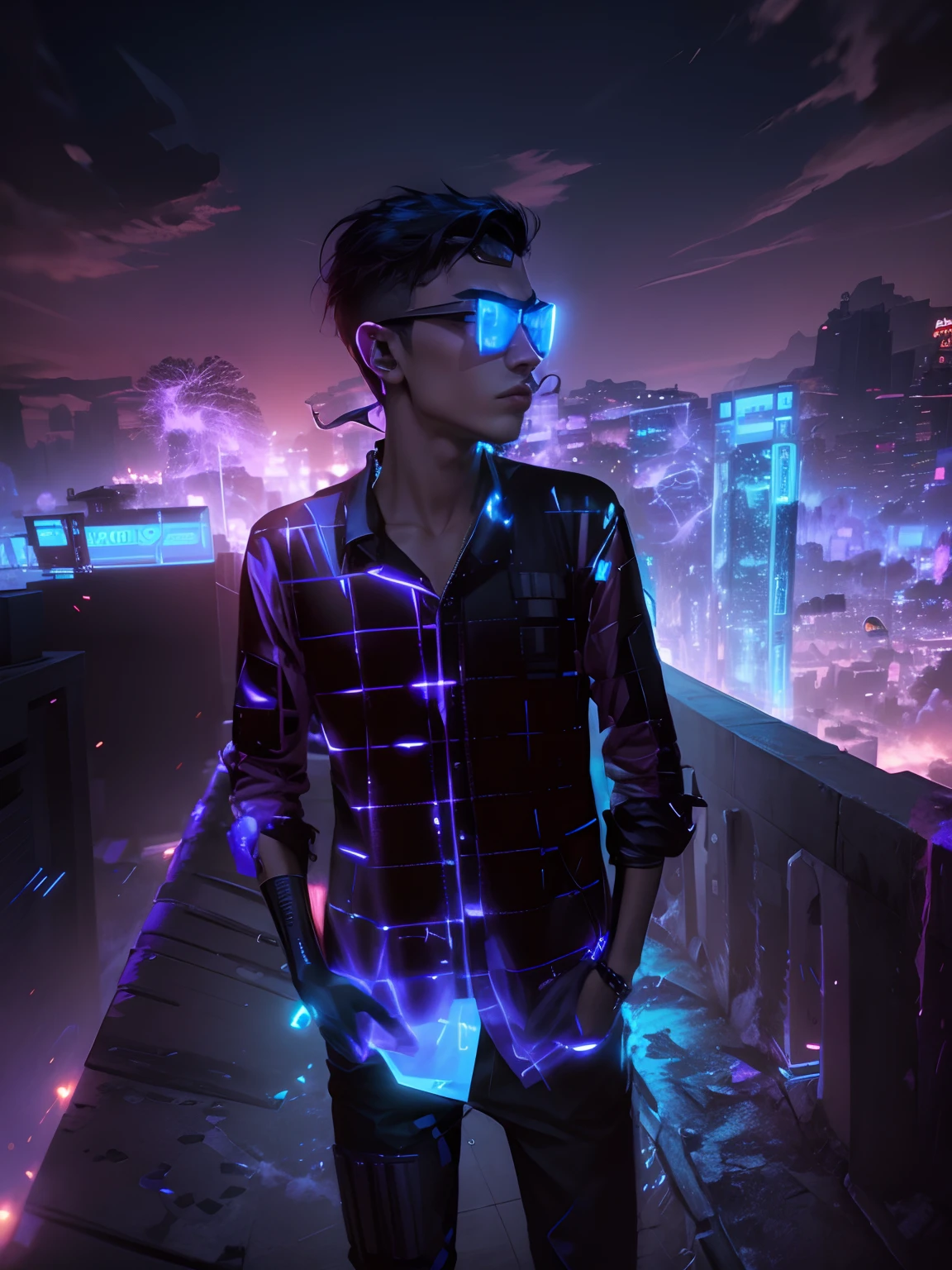 Change background cyberpunk handsome boy,realestic face,8k,ultra realestic.