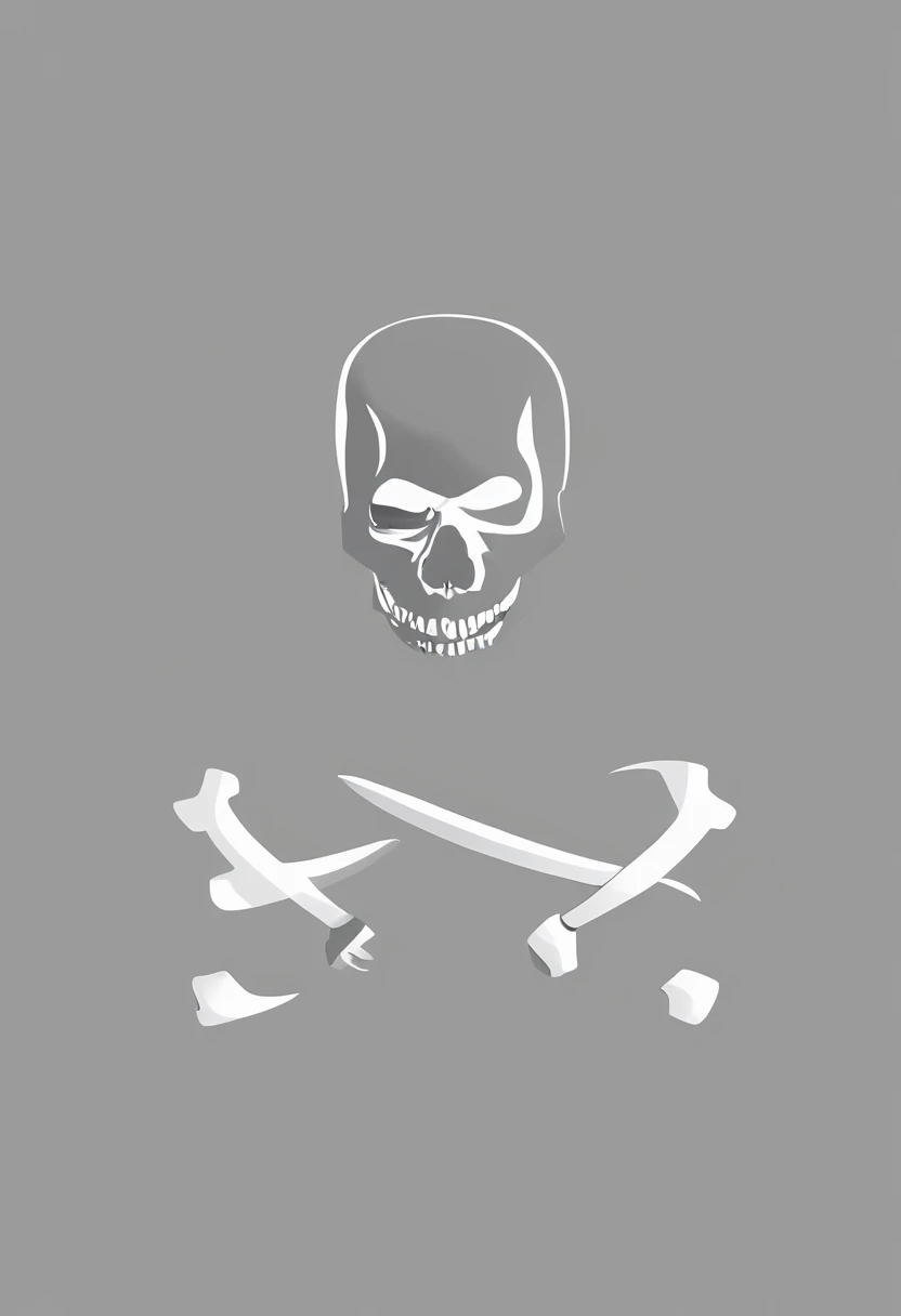 A simplistic minimalist logo of a pirate skull with a bandana and a rain of paper airplanes 