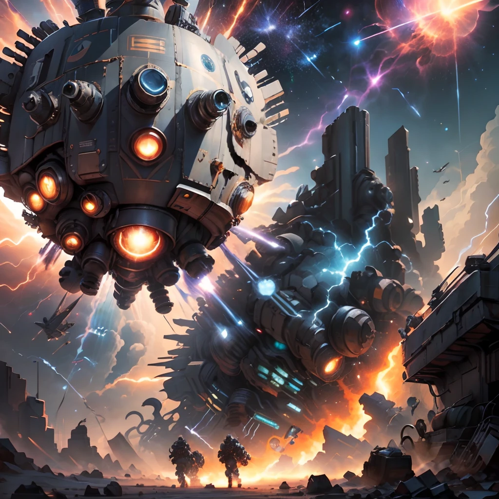 "Generate an epic scene showcasing a fleet of state-of-the-art spacecraft from the Marvel Avengers Endgame universe, soaring through the cosmic battlefield with vibrant energy trails, fierce determination, and a backdrop of celestial wonders. Capture the essence of their power and technological prowess, hinting at the impending clash with formidable foes." --auto --s2